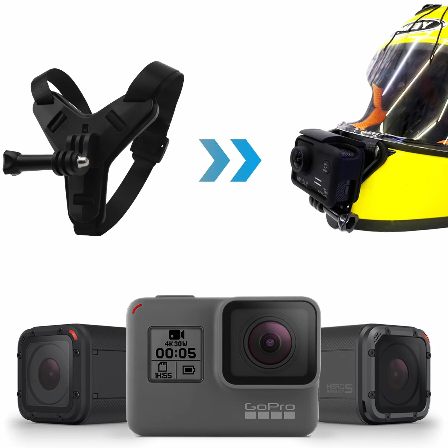 Czarny uchwyt na kask motocyklowy Chin Mount uchwyt przedłużający z haczykiem J, antypoślizgowy silikon do GoPro Hero 13/12/11/10/9/8/7/6/5, Osmo Action, Session, SJCAM