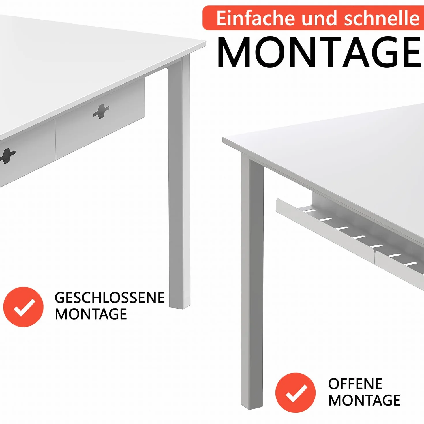 iVengo® XL kanał kablowy biurko z atestem TÜV [2x50cm] do idealnego zarządzania kablami - przestronne kanał kablowy pod biurko [zestaw 2] - solidna i elegancka wanna kablowa – biały matowy