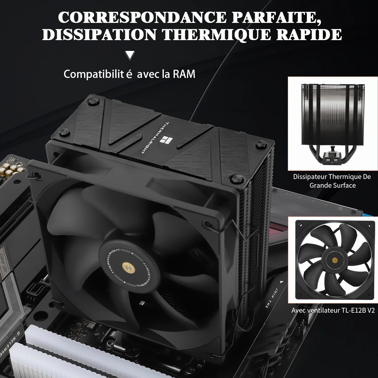 Thermalright Assassin Spirit 120 EVO DARK CPU chłodnica powietrza 4×6mm HeatPipes TL-E12B V2 PWM wentylator 156mm Intel 1700/115X/1200/1851 AMD AM4 AM5