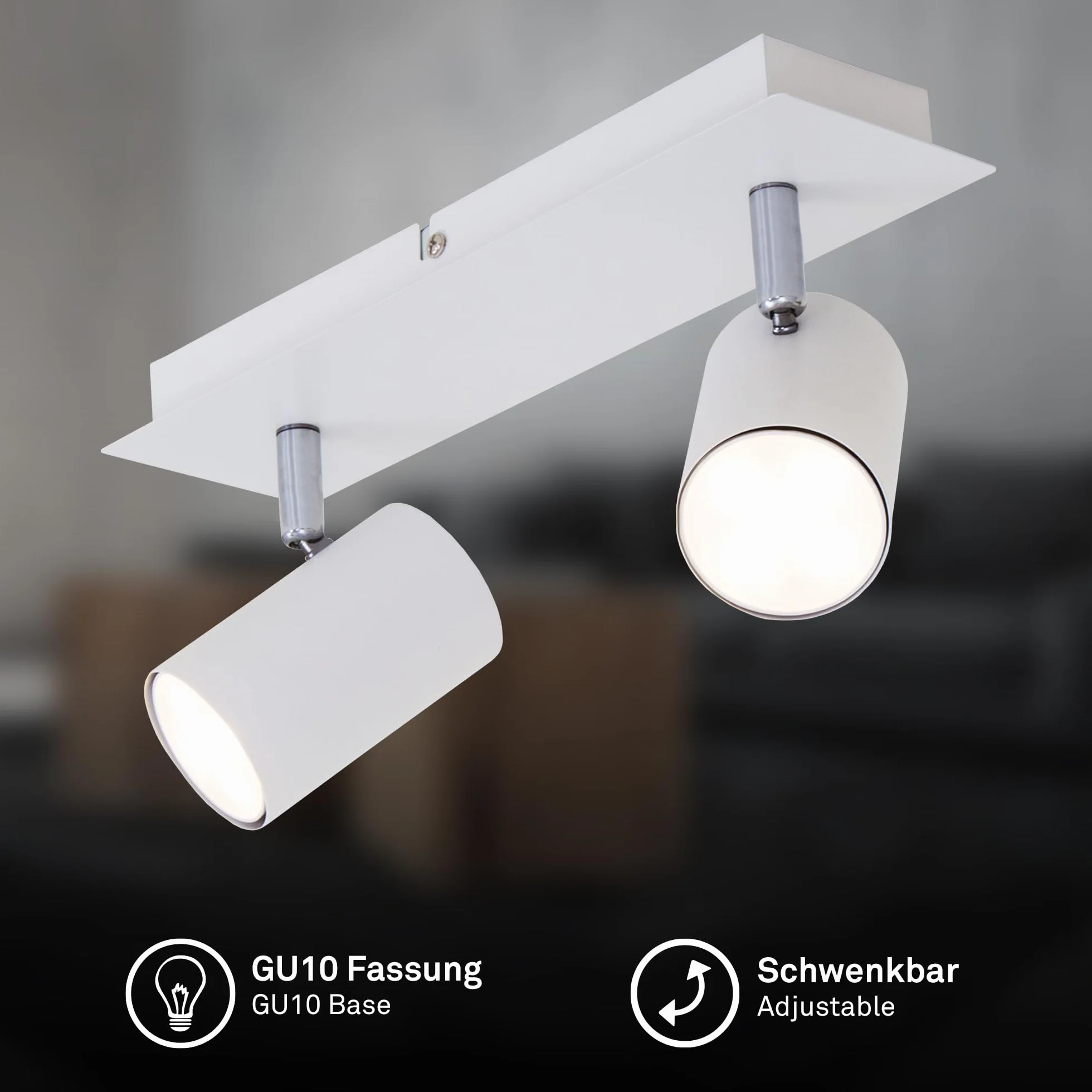 Briloner Leuchten Reflektor sufitowy, wychylny, lampa sufitowa, lampa sufitowa 2-żarówkowa, GU10, maks. 40 W, biała