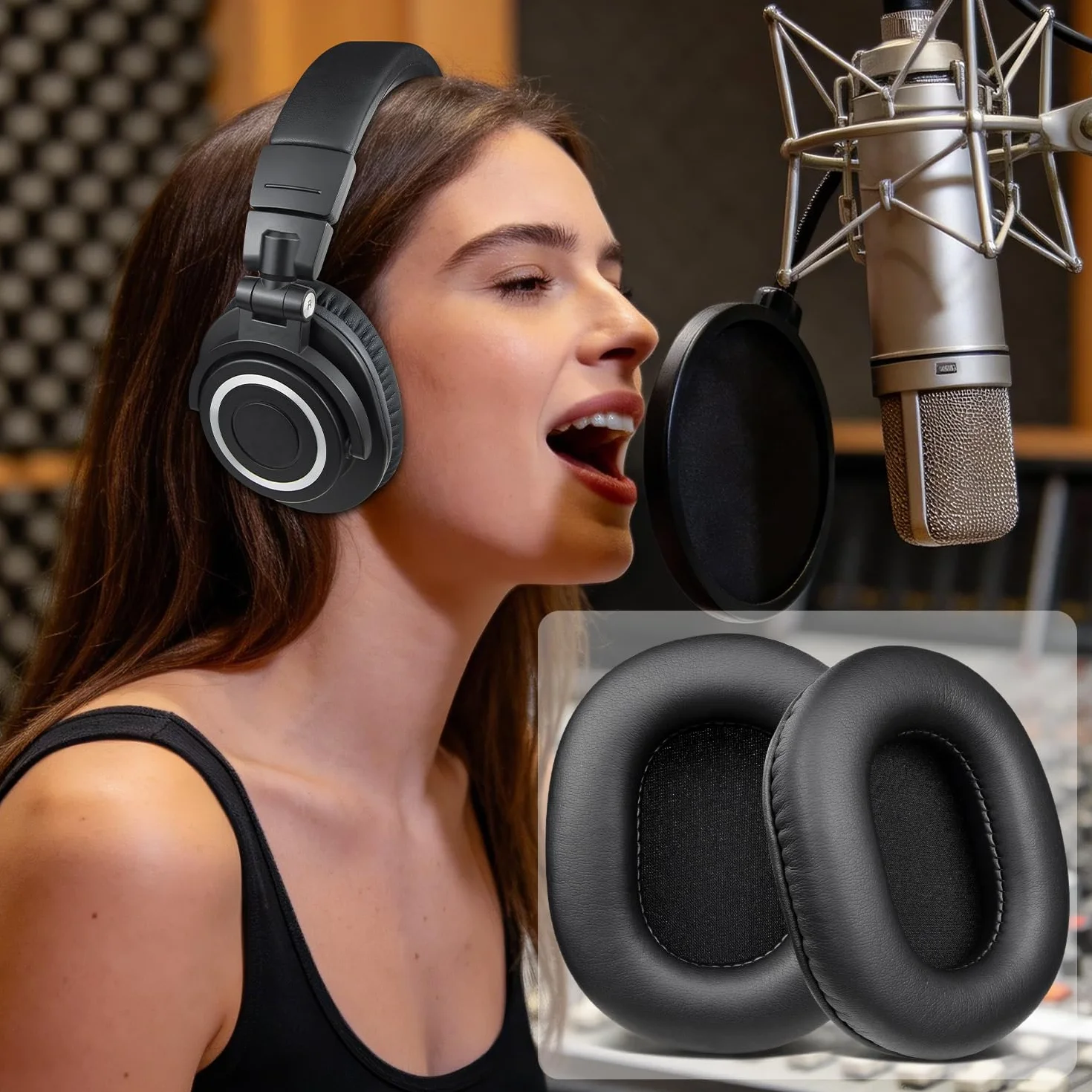 SOULWIT miękkie poduszki nausznik z skóry proteinowej do Audio Technica ATH M50X M50XBT M50RD M40X M30X M20X MSR7 SX1