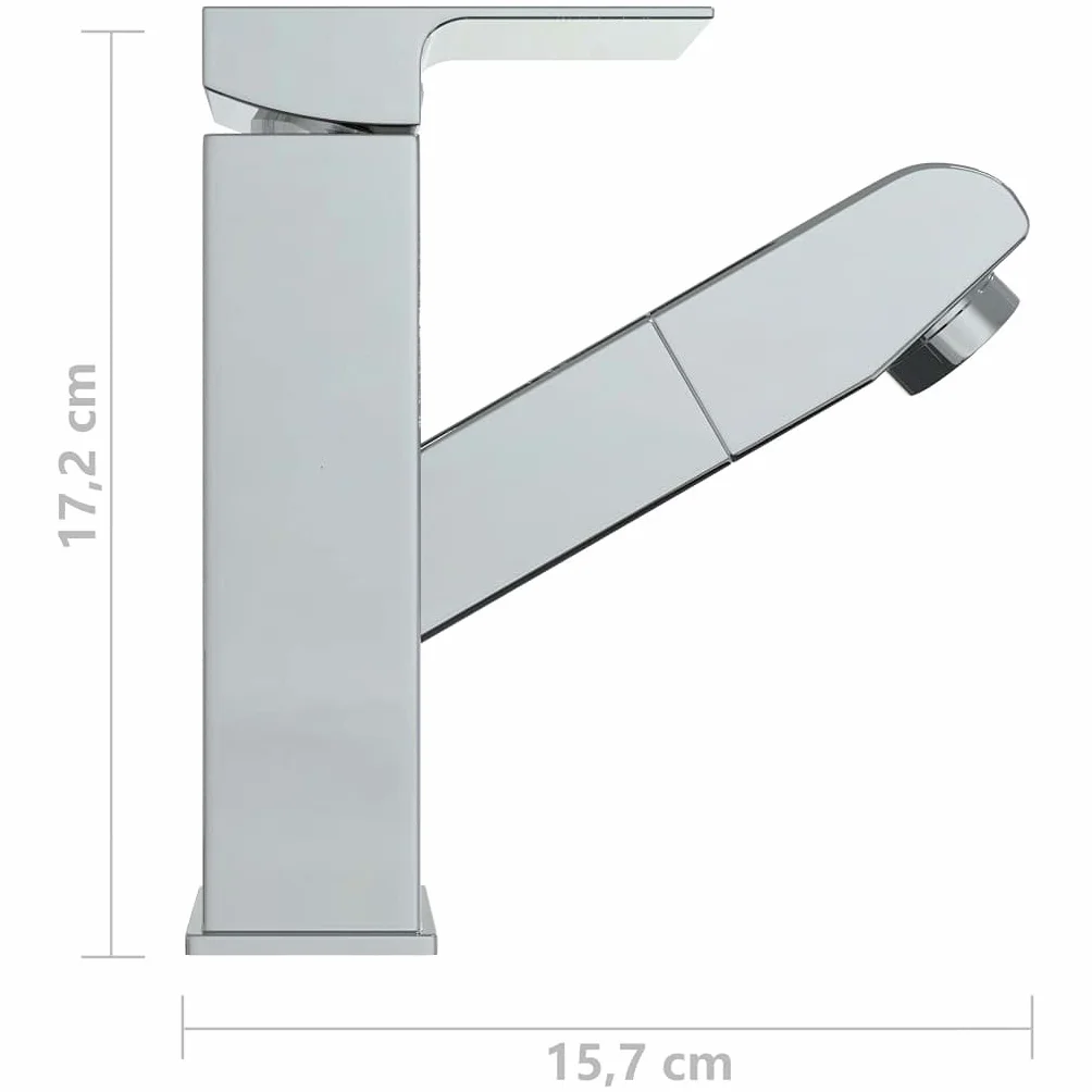 Bateria umywalkowa z wyciąganą wylewką chromowaną, 157 x 172 mm, jednouchwytowa bateria ze stali nierdzewnej i ABS, kartusz 35 mm, do zlewu i łazienki, zakres obrotu 360 stopni