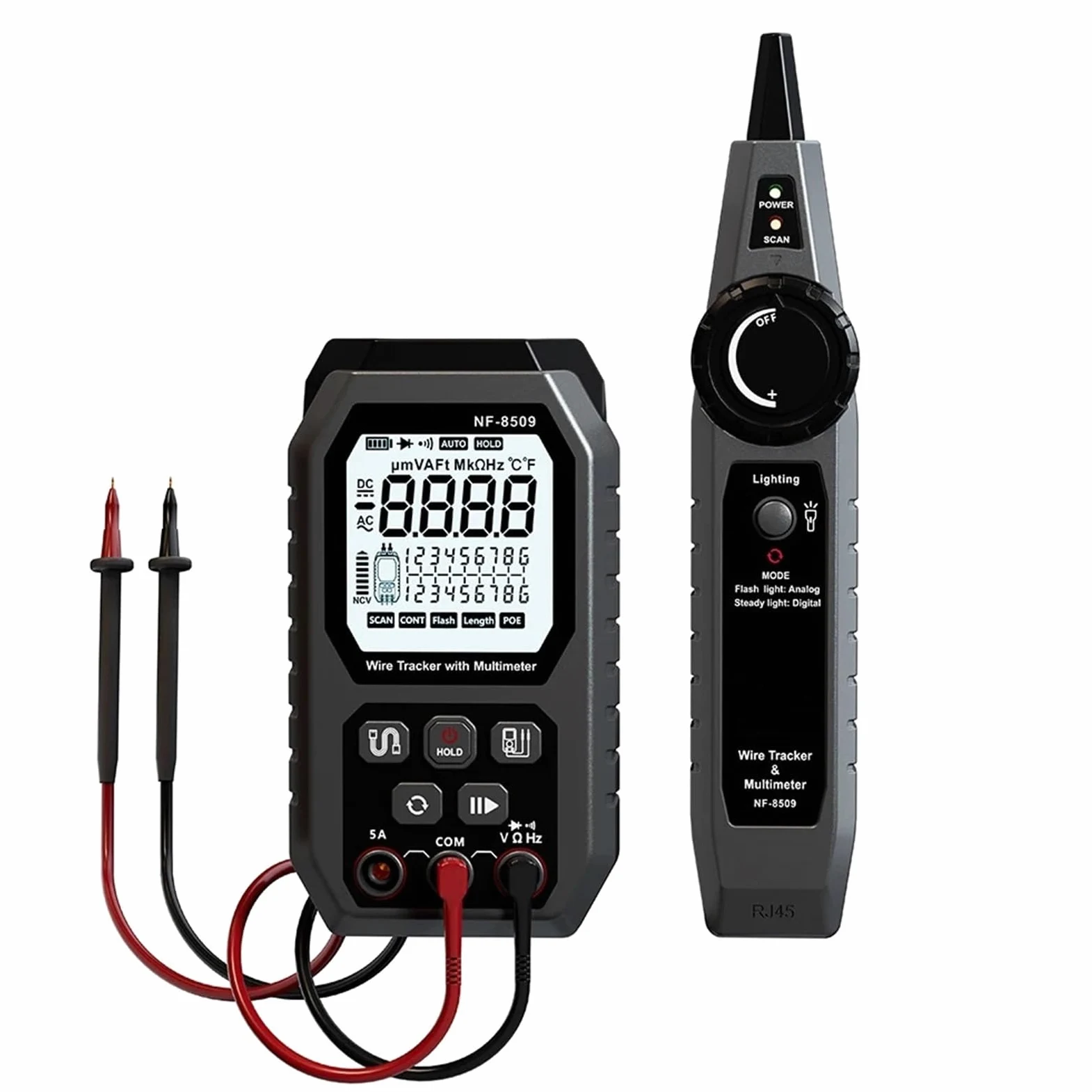 Lokalizator Kabli, Wielofunkcyjny tester kabli sieciowych do testowania, multimetr, prąd, napięcie, rezystancja, test POE, lokalizator przewodów LCD