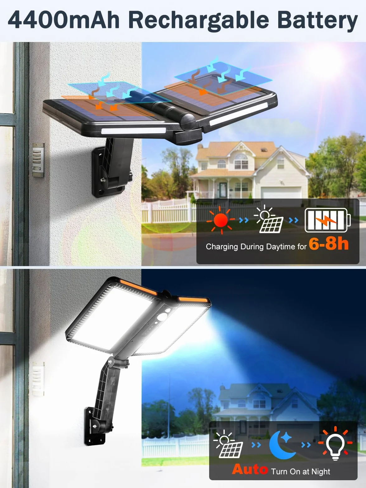 Moman Zewnętrzna lampa słoneczna, 218 diod LED z czujnikiem ruchu, 5 trybów, składana, wodoodporna lampa solarna IP65, wydajne oświetlenie, 2 szt., światło słoneczne, oświetlenie zewnętrzne