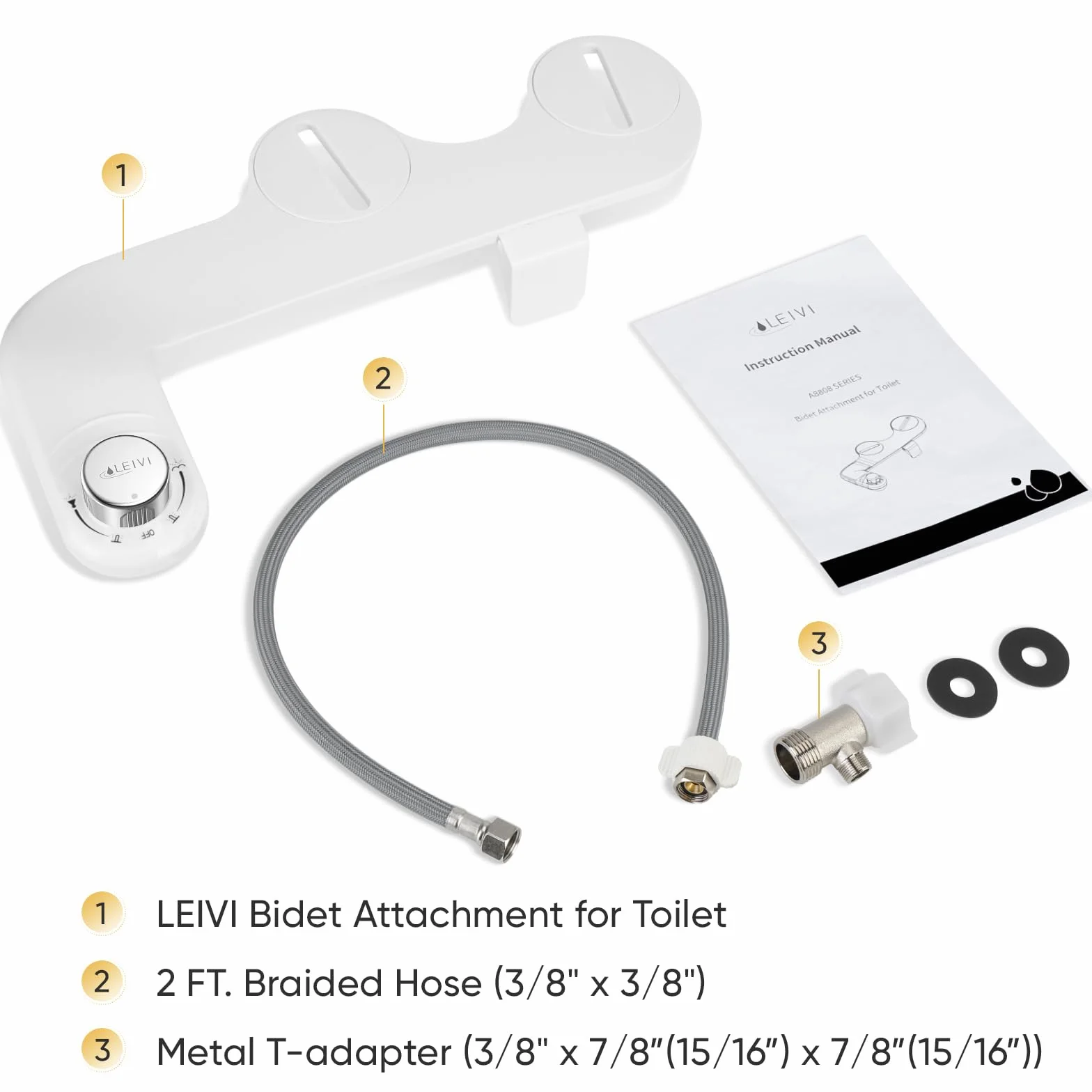 LEIVI Ultracienkie mocowanie bidetu do toalety, bidety do istniejących toalet z podwójną dyszą, higieniczny bidet toaletowy, spryskiwacz świeżej zimnej wody, regulowane ciśnienie wody