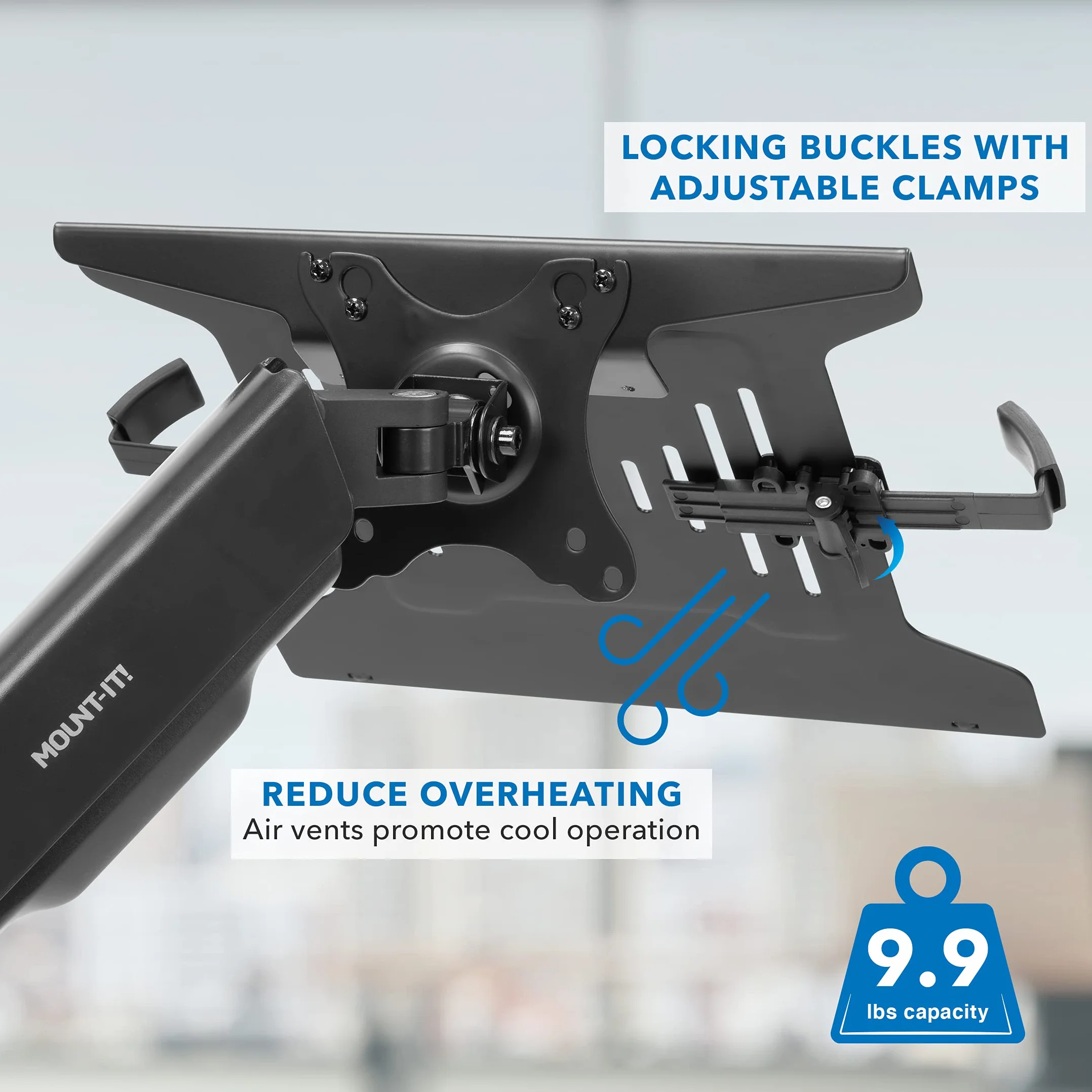 Attachment | Vented Notebook Tray | Laptop Tray Clamp for Monitor Stand 75mm & 100mm VESA