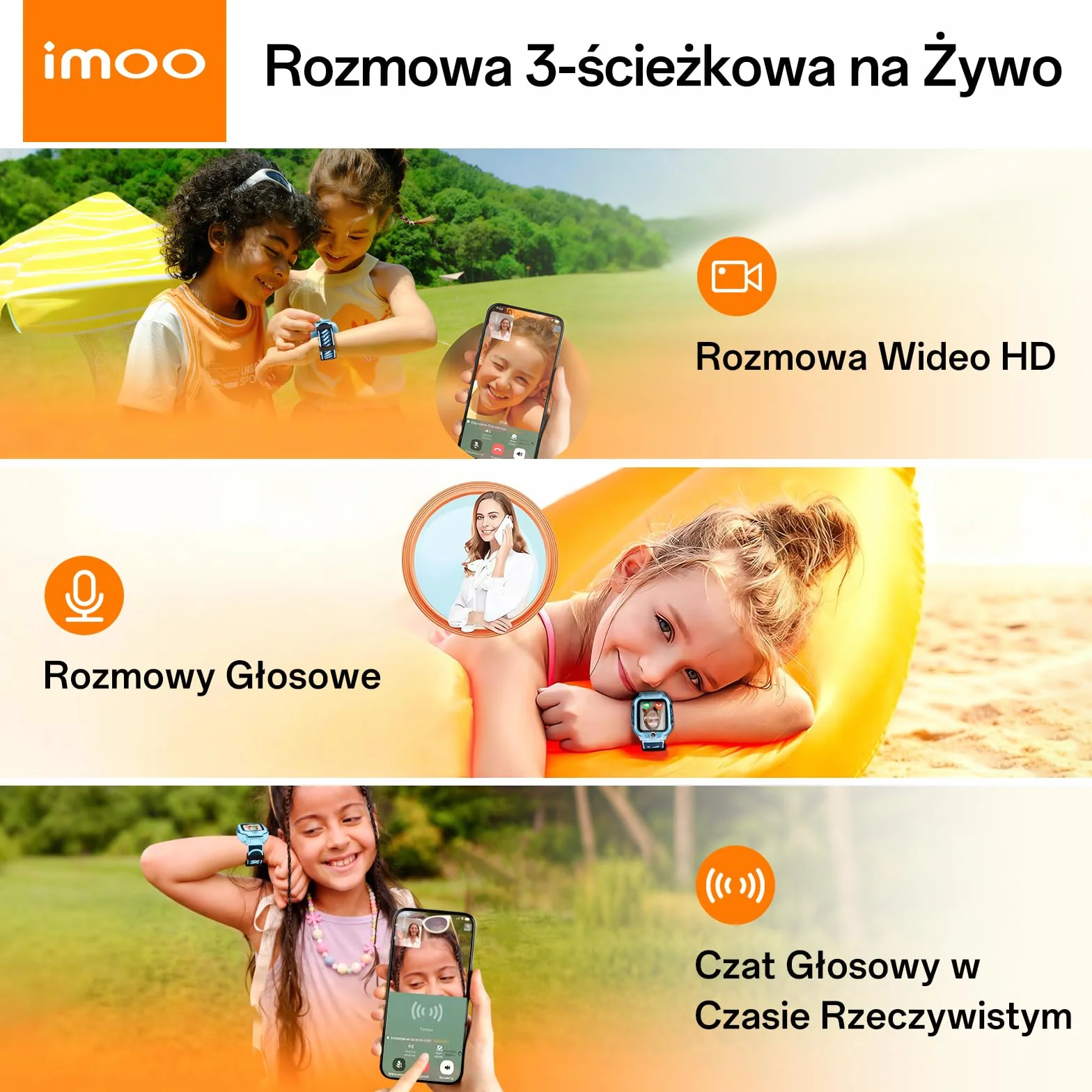 imoo Z3 Smartwatch dla Dzieci 4G GPS Wodoodporny 20m Pamięć 8GB Niebieski