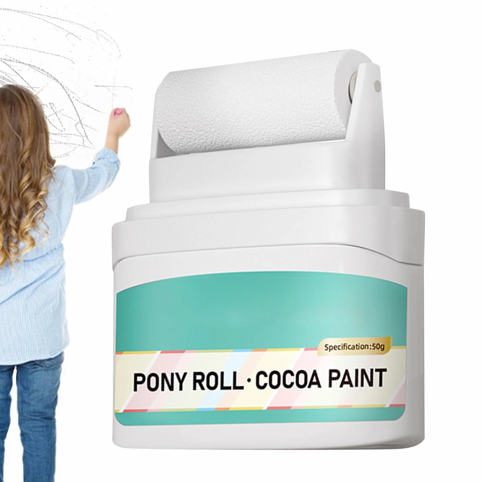 Wall Rolling Paint, House Facade Roller Paint, 2.91x2.2x1.1 Water Based White Repair, Compact and Easy to Use, Integrated Coating Roll for Cleaning Stains & Graffiti