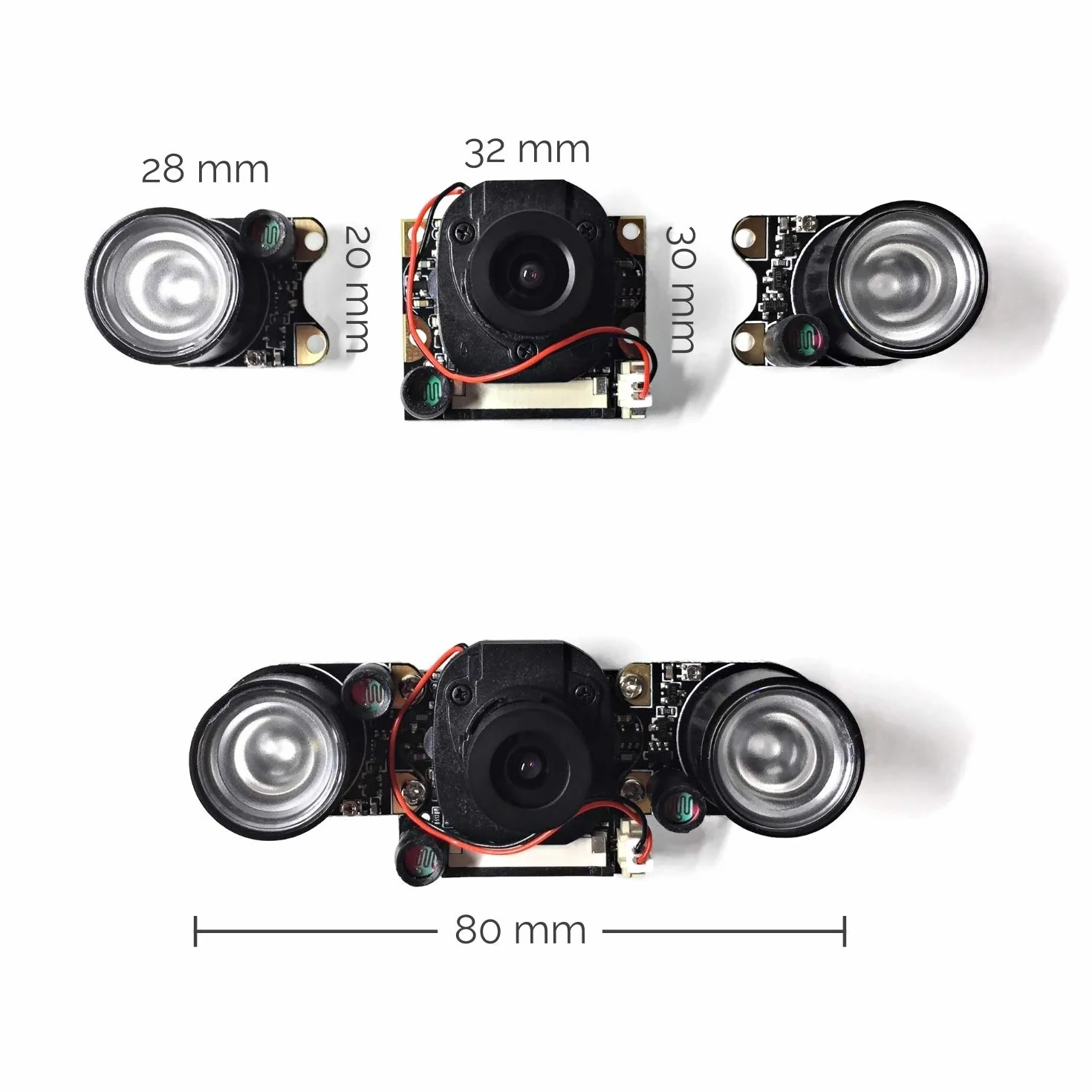 Raspberry Pi moduł kamery z automatycznym filtrem blokującym podczerwień – Full HD Pi Cam V2 noktowizor z diodami LED na podczerwień (standardowy obiektyw 75,5°)