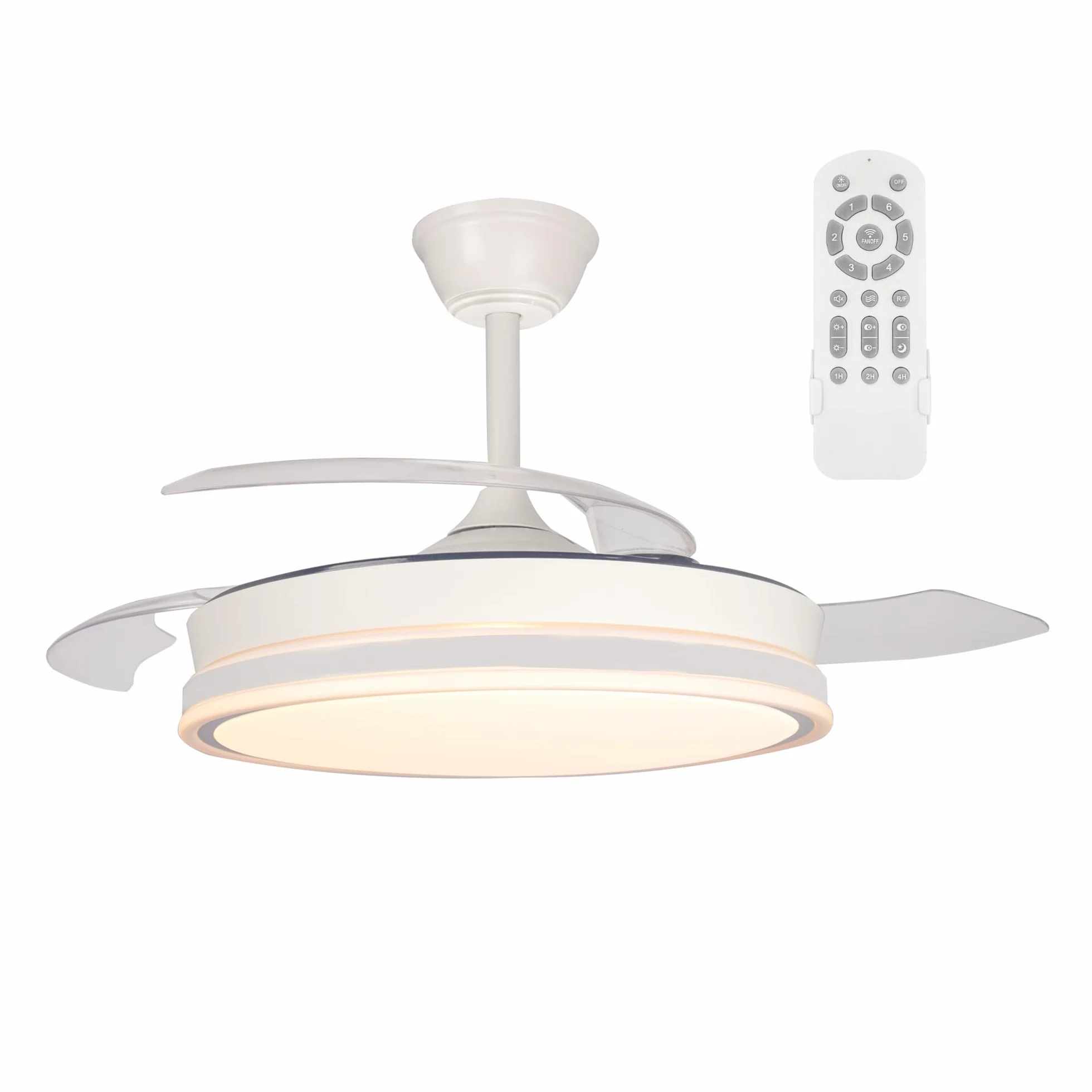 wonderlamp - Wentylator LED składane łopatki Surpino White 45W z pamięcią zasilania i ściemnianym pilotem zdalnego sterowania CCT