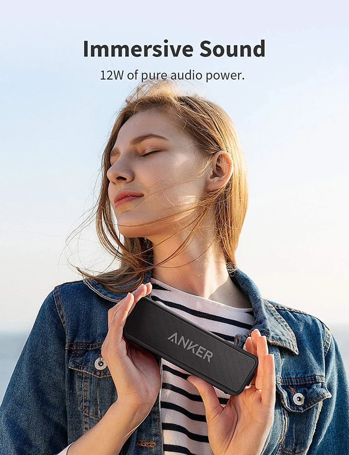 SoundCore 2 Anker głośnik Bluetooth(odnowiona), ogromny z dwoma przetwornikami basowymi, akumulator 24 h, ulepszona ochrona przed wodą IPX7, bezprzewodowy, do iPhone'a, Galaxy itd.