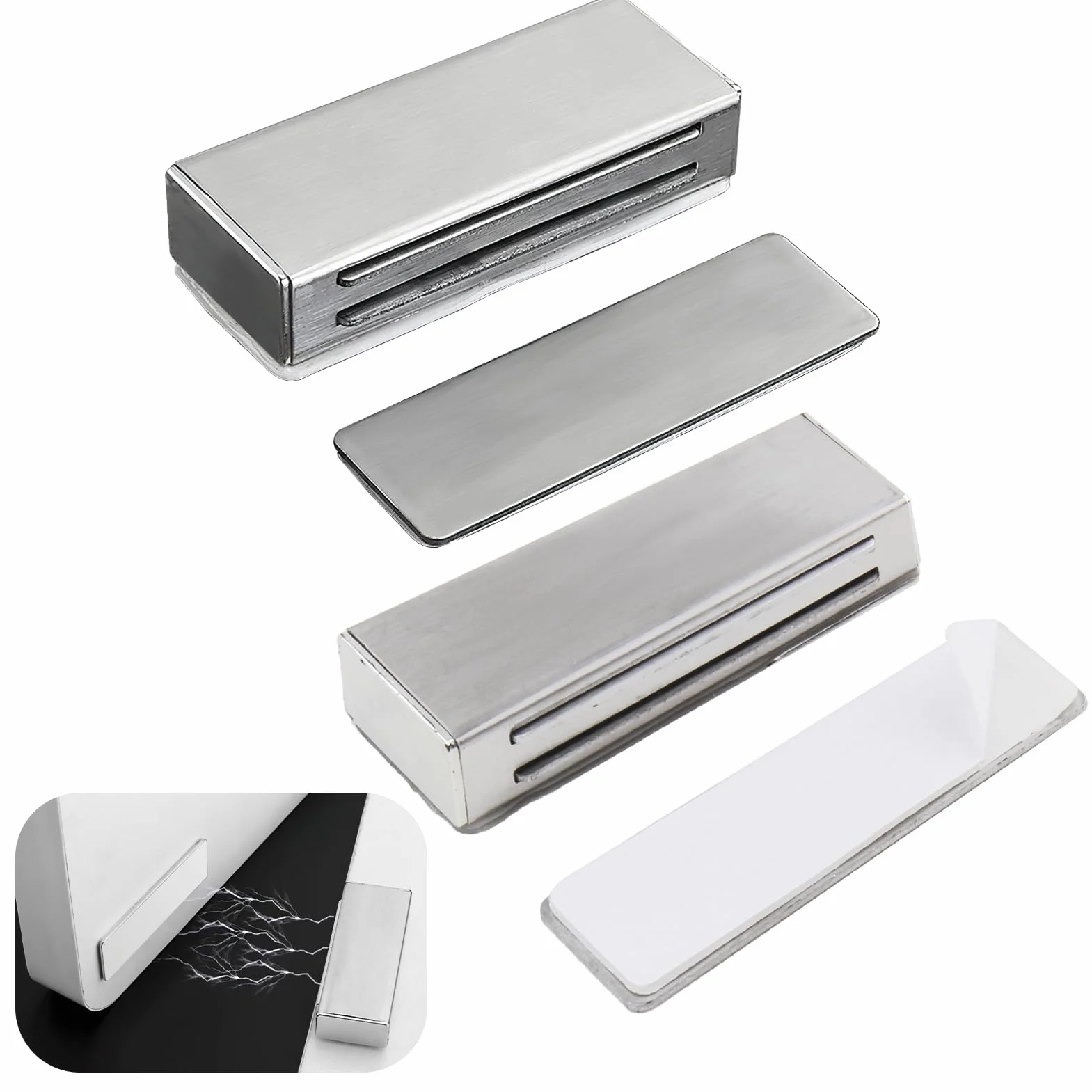 2 potężne magnetyczne magnesy do drzwi szafy, magnes na drzwi szafki, magnetyczny zatrzask, mocny samoprzylepny magnes do drzwi, magnesy zamykające bez wiercenia do szuflad i szafek