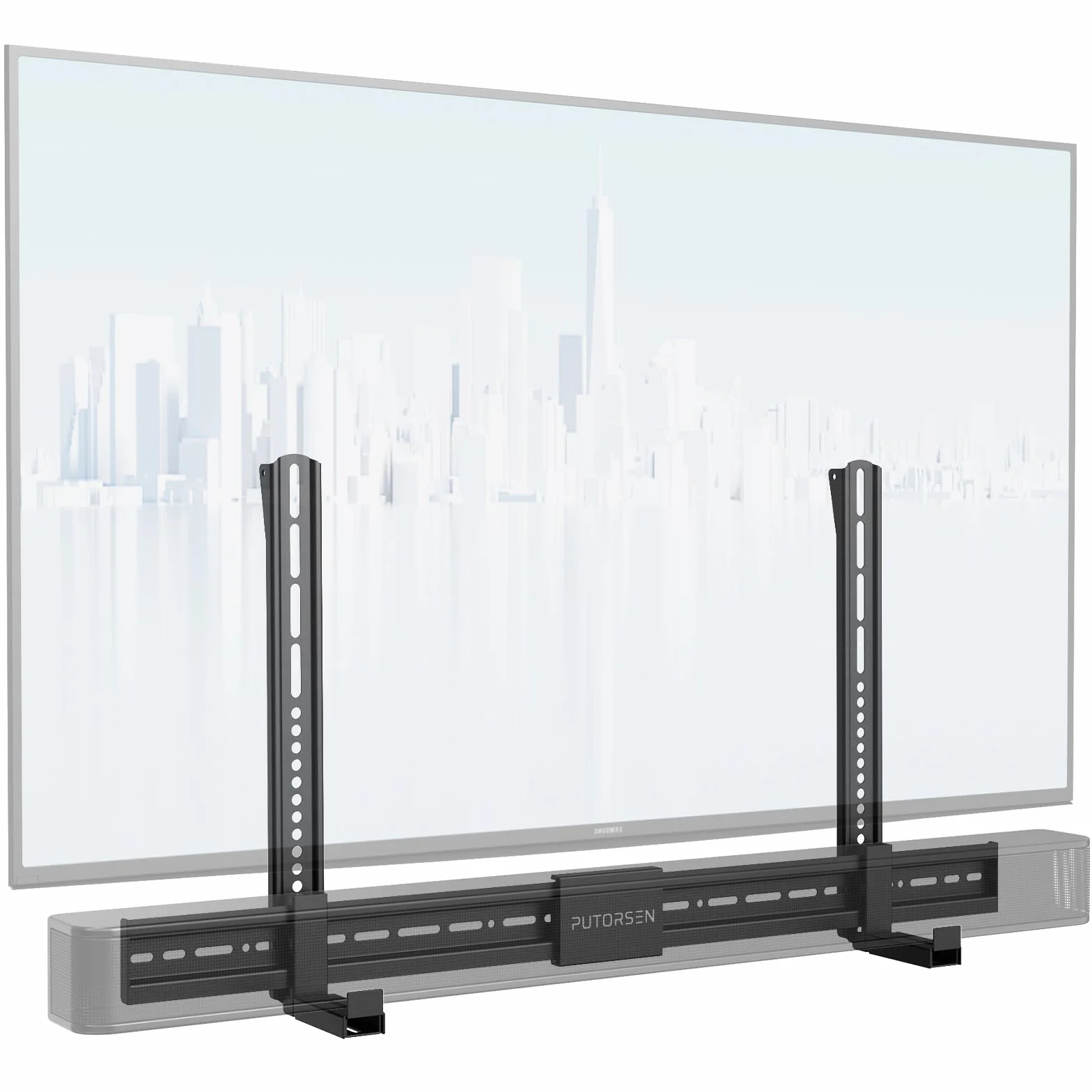 Soundbar Stand Universal Sound Bar Holder for Bar Mniej niż 15 kg, zamontowany na stojaku TV, ścianie lub telewizorze z antypoślizgowym uchwytem