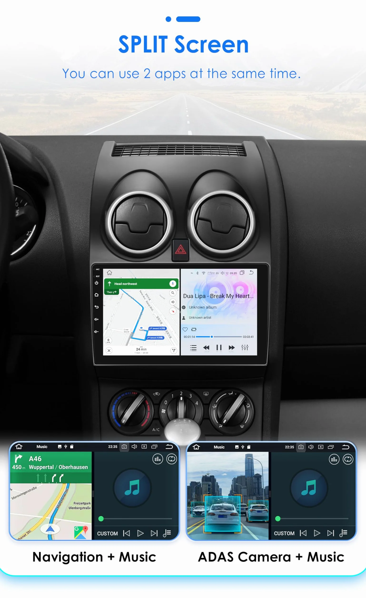 Ossuret Android 12 radio samochodowe stereo pasuje do Nissan Qashqai J10 (2006-2013), 6+64 GB nawigacji GPS z ekranem dotykowym QLED Carplay Bluetooth5.0 4G LTE SWC Wifi DSP RDS