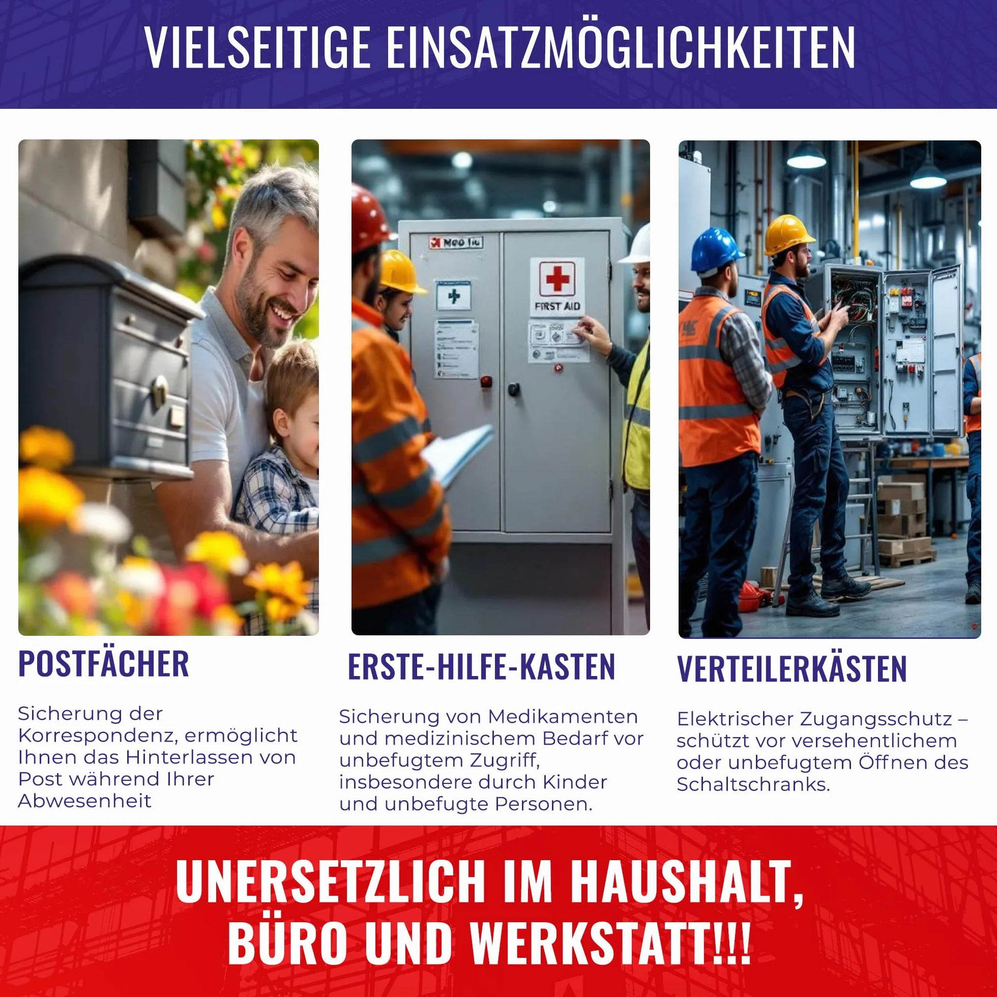 Chle-Mar – Zamek do skrzynki pocztowej 19x16 mm z kluczem | Mechanizm dźwigniowy do montażu wewnętrznego | Metalowe zabezpieczenie do kasetki na pieniądze – 2 klucze, kompaktowy i uniwersalny