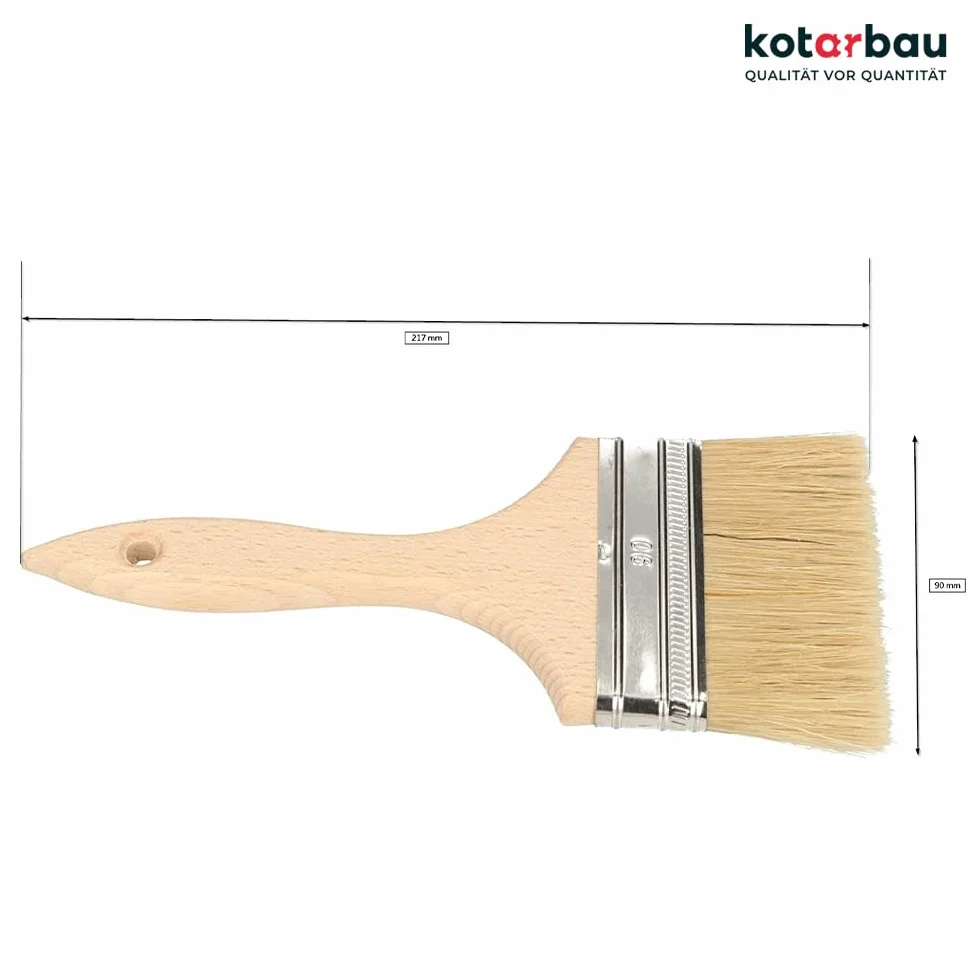KOTARBAU® Zestaw 50 pędzli do malowania z drewnianym uchwytem, wszystkie 90 mm, płaskie pędzle, bejcowanie, farby, pędzle malarskie, lakier, farby akrylowe, odporne na rozerwanie, uniwersalne