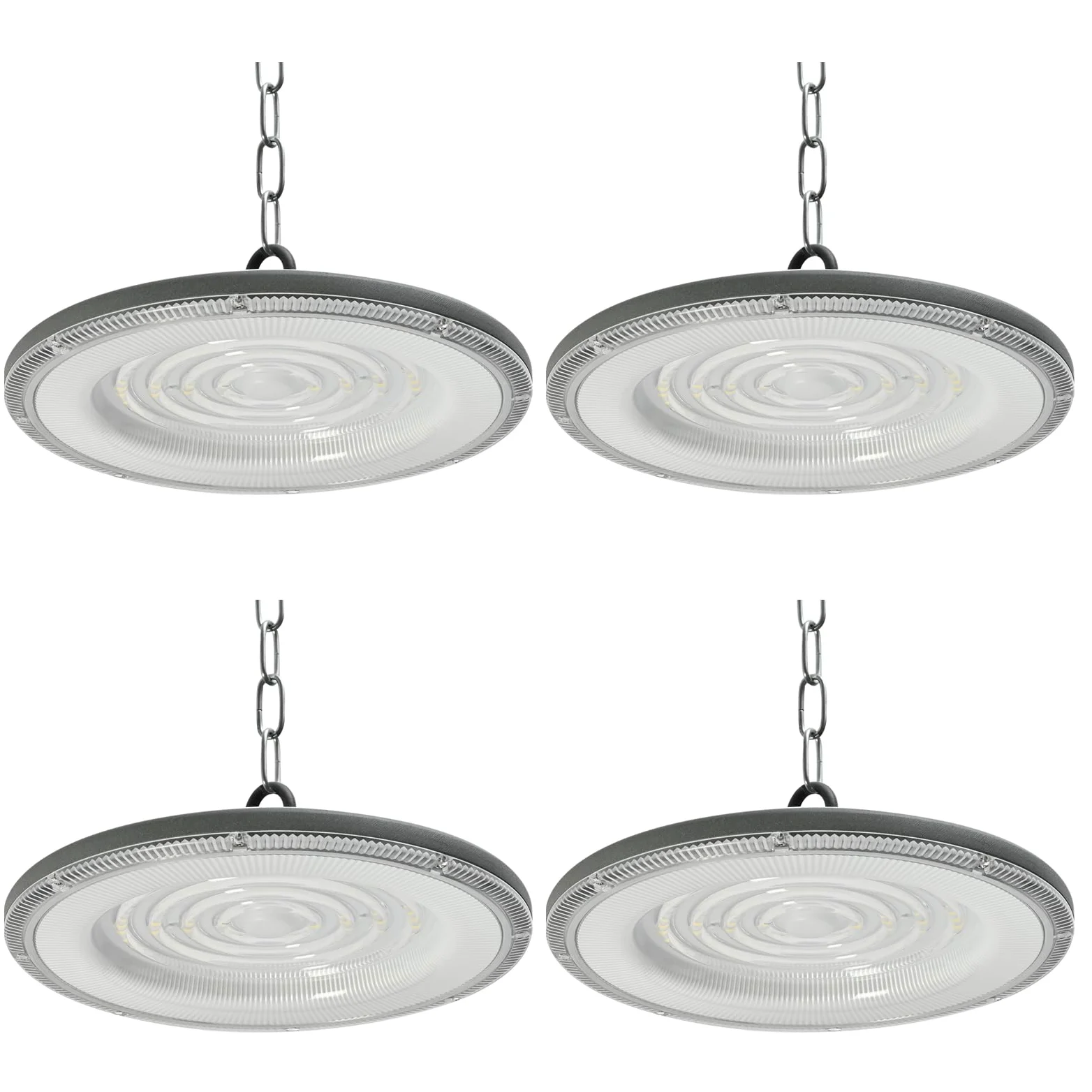 4 szt. 150 W 18000 lm LED UFO reflektor przemysłowy 230 V, przemysłowe lampy wiszące, 6500 K, zimna biel, wodoszczelność IP65, 144 LED lampy wiszące do wnętrz fabryk, biura, na boisko