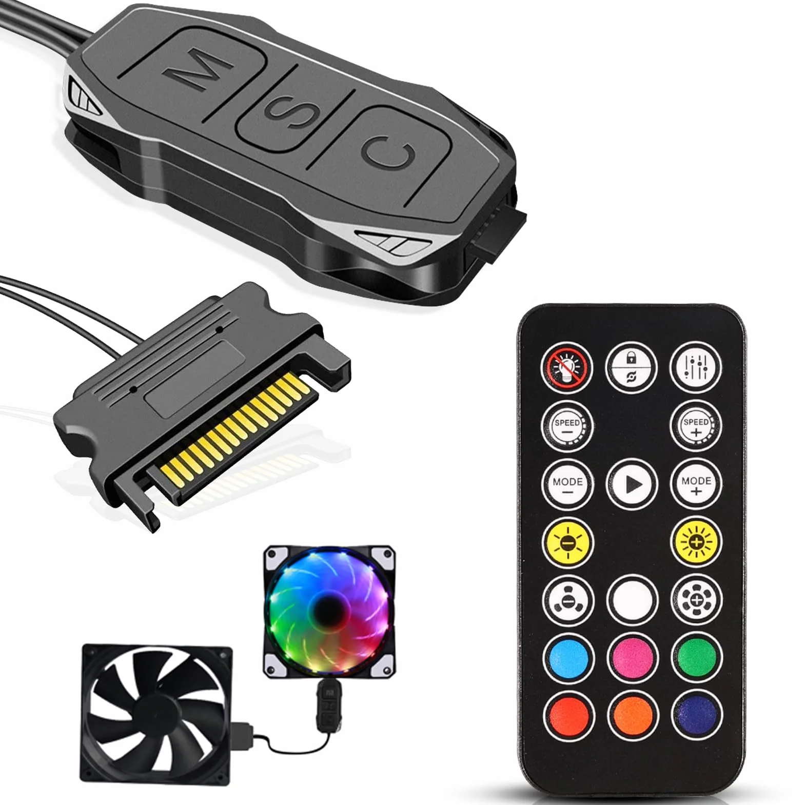 ARGB kontroler z pilotem zdalnego sterowania 5V 3-pin SATA Power RGB Fan Hub do wentylatorów
