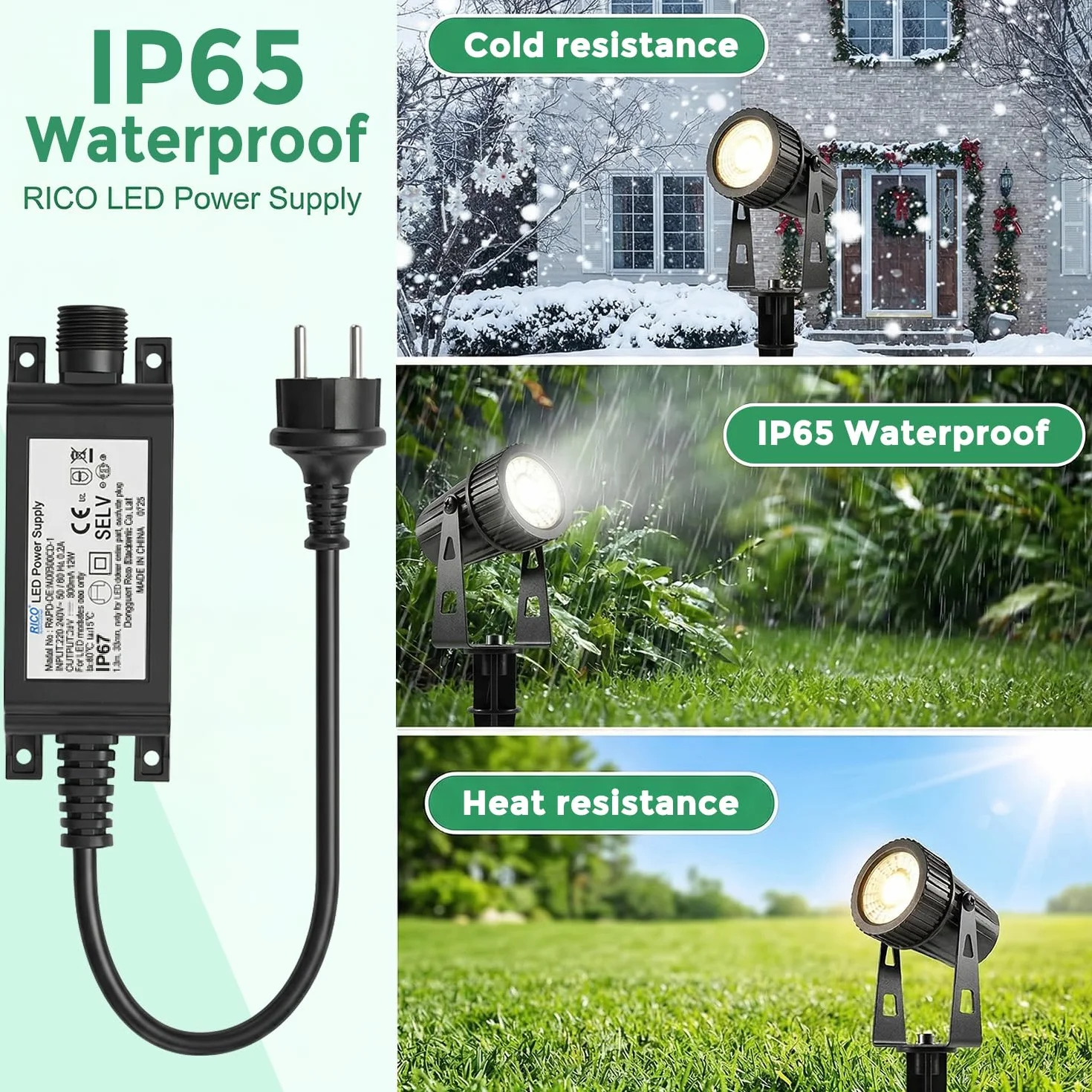 8 lampy ogrodowe LED RGBW, 24V, 24 W ogrodowy, timerem, wtyczką do ziemi i pilotem, stopień ochrony IP65, przeznaczone do trawników, ogrodów i innych przestrzeni zewnętrznych