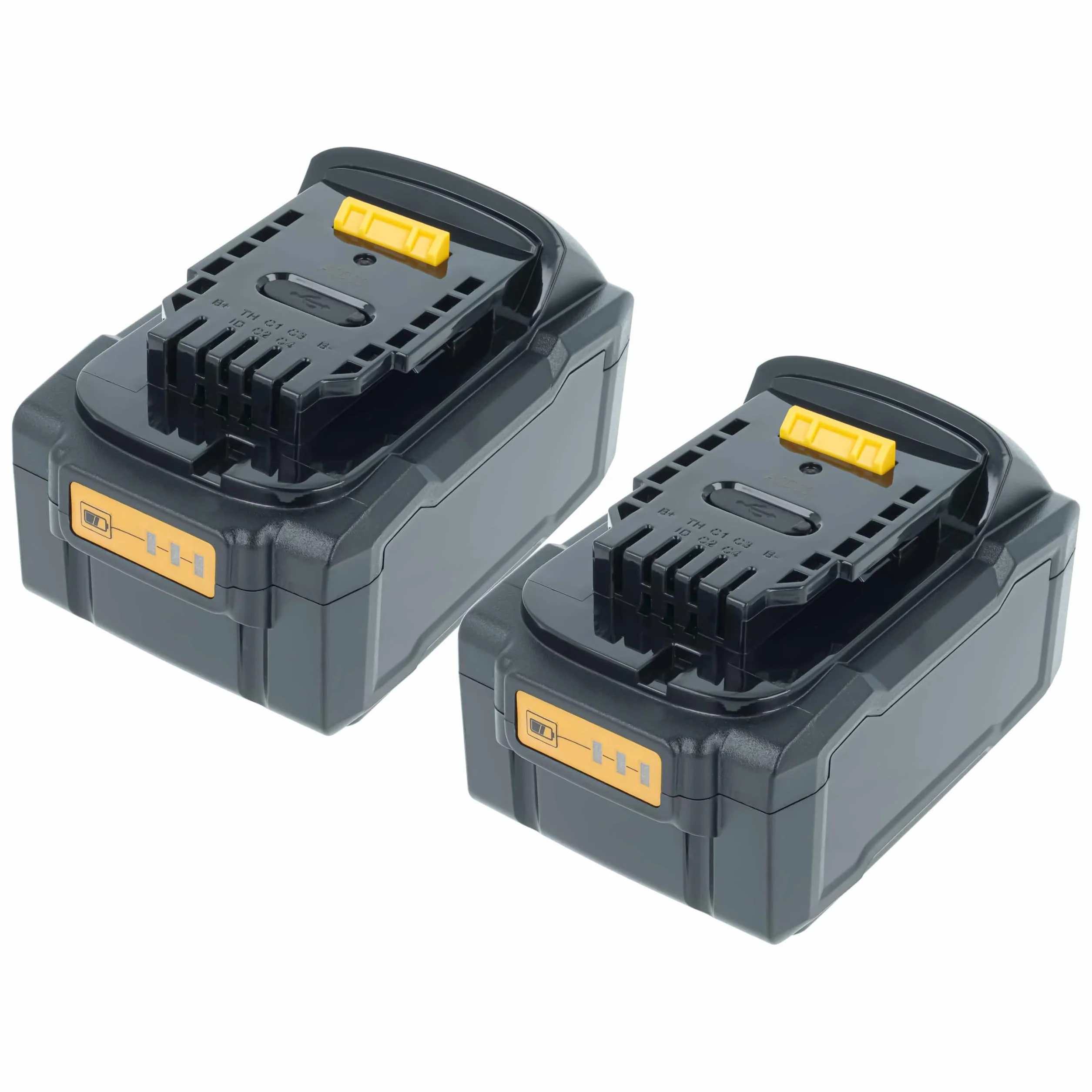 vhbw 2 x zamiennik baterii do Dewalt DCB206 do elektronarzędzi (5000 mAh, litowo-jonowy, 18 V), 1 x port USB C