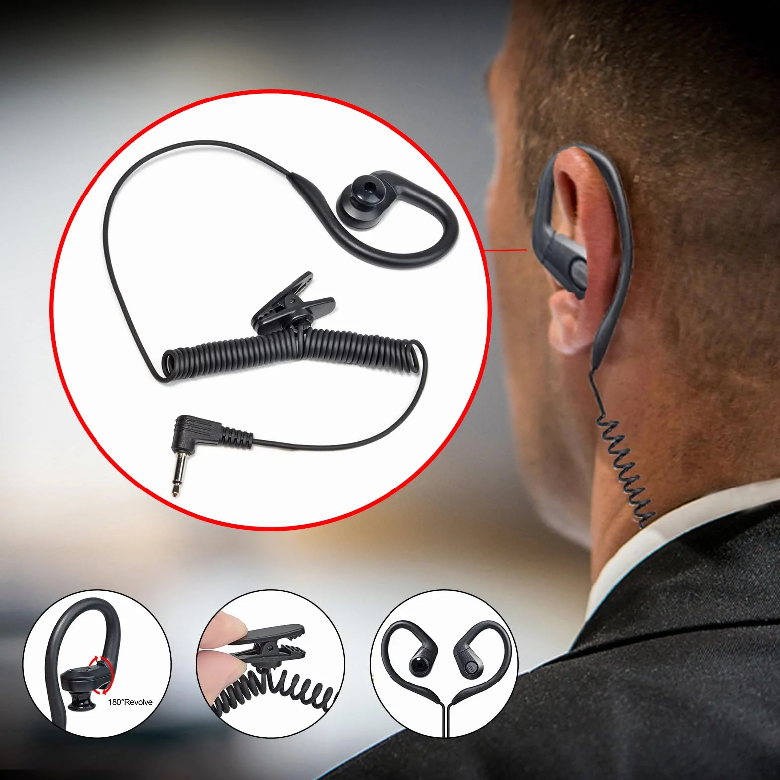 Słuchawka radiowa 3,5 mm Jack Walkie Talkie zestaw słuchawkowy 1 pin do Motorola Yaesu Kenwood Maxon Vertex Police Radio