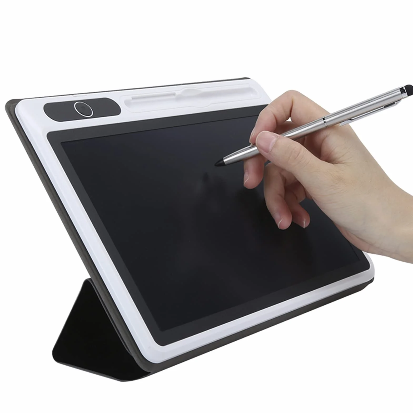 Elektroniczny Notatnik, 9-calowy Tablet do Rysowania LCD Jasne Elastyczne, Podkładka do Rysowania, Narzędzie do Malowania Ręcznego Biznesowe do Pracy i Nauki (czarny (ze skórzanym)