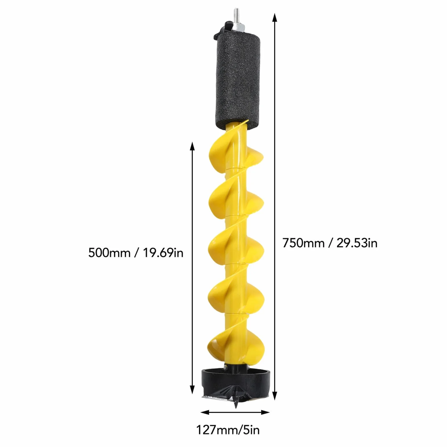 Generic Nylonowe Wiertło do świdra Lodowego, średnica 5 Cali, długość 29,53 Cala Adapter Wiertła Lodowego z Pływakiem, do Wiercenia Głębokich Otworów łowienia Pod Lodem, Głębokich Wód