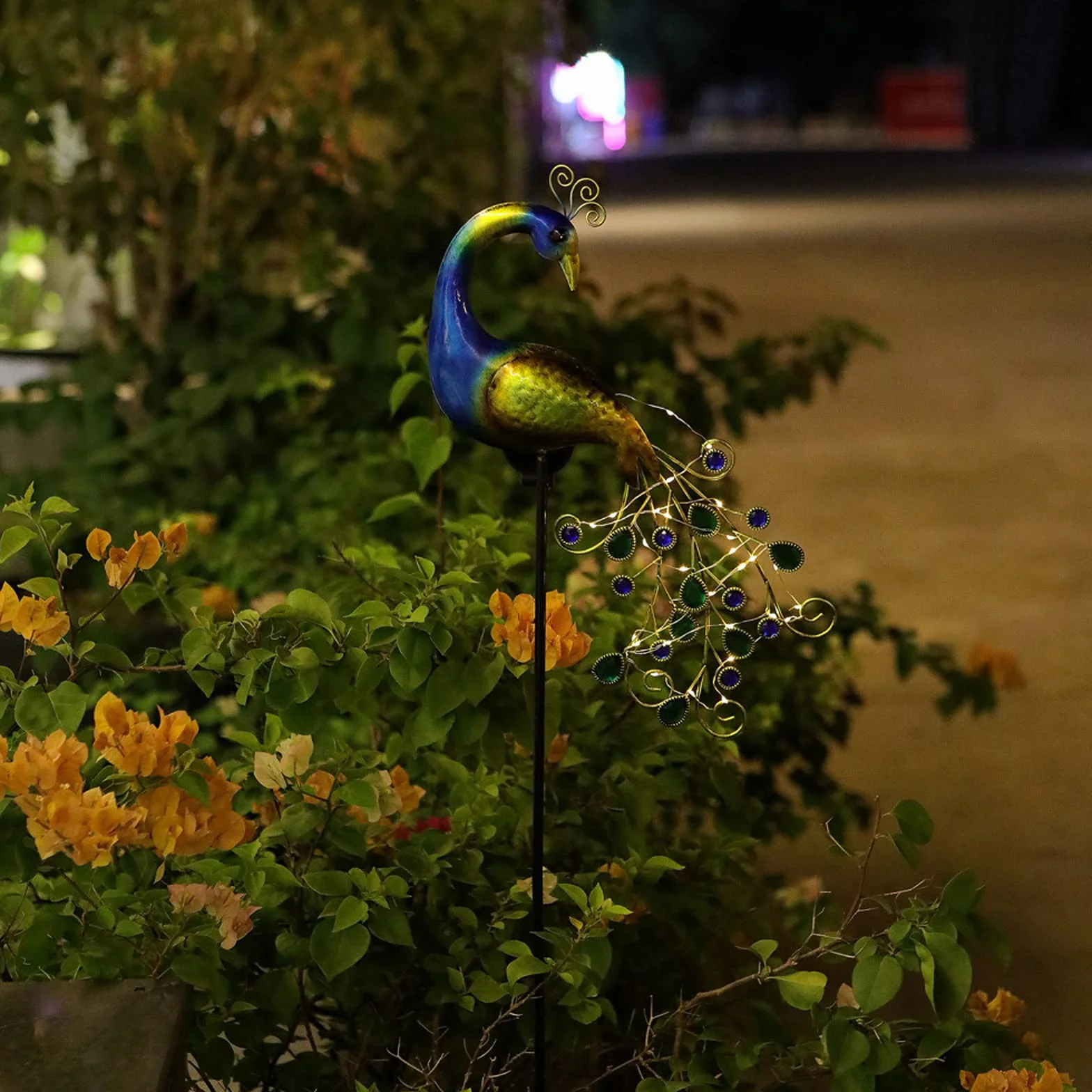 Solarne światła ogrodowe paw solarny metalowy słup lampka nocna paw trawnik lampa zewnętrzna, wodoodporna lampa na zewnątrz, do ogrodu patio dekoracja ogrodu