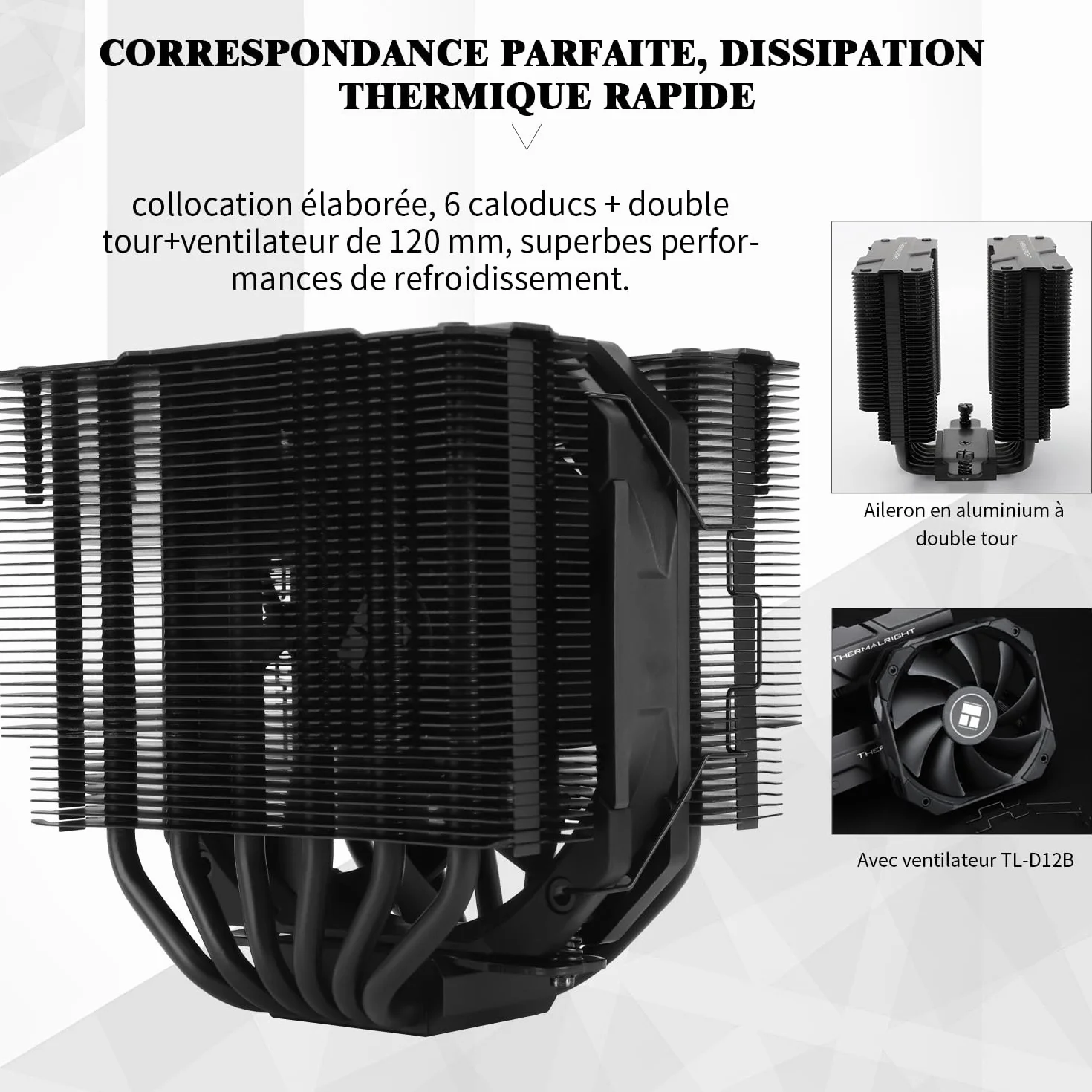 Thermalright Peerless Assassin 120 MINI Black chłodnica powietrza CPU, 6 rur cieplnych, wentylator TL-D12B PWM 120 mm, wysokość 135 mm