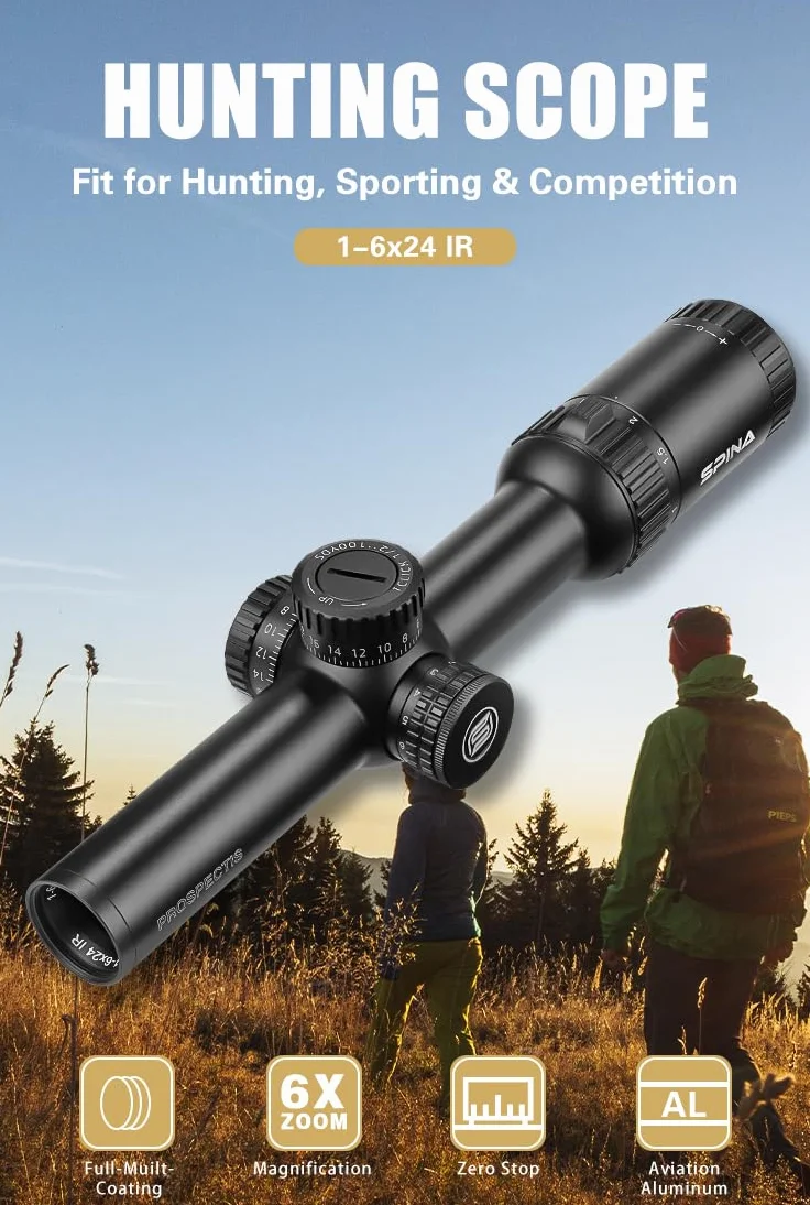SPINA OPTICS Luneta taktyczna 1-6x24 LPVO podświetlana czerwono-zielona z mocowaniem
