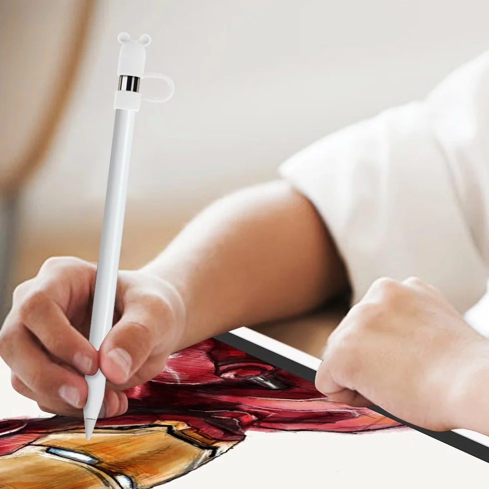 FINTIE Zestaw wkładu długopisu: 3-częściowy, kompatybilny z Apple Pencil, wysokiej jakości miękki silikonowy elastyczny pokrowiec na długopis, biały