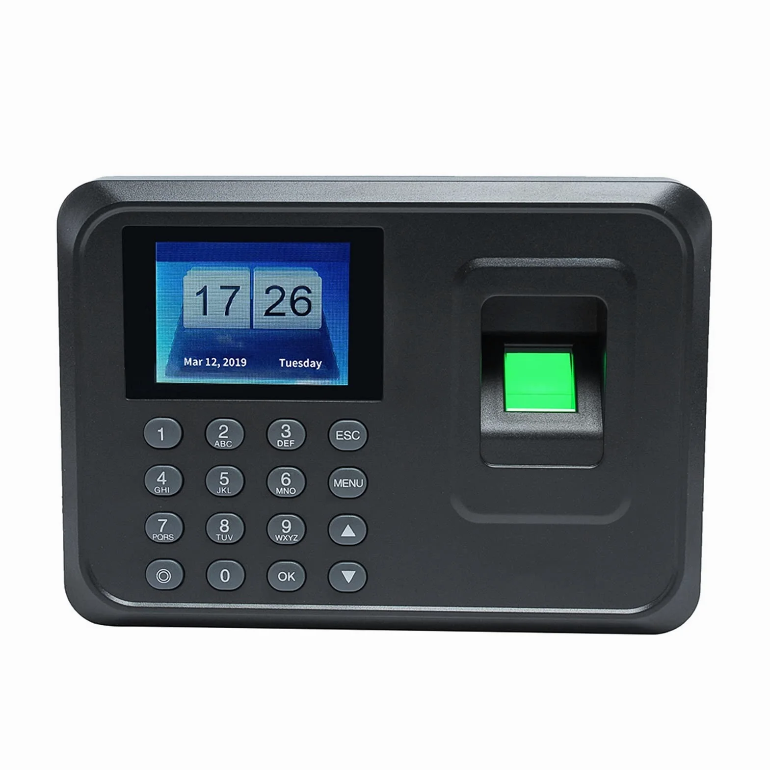 Rejestracja czasu pracy maszyn dla małych firm, A5 2.4in Biometryczny odcisk palca System System Clock Recorder Office Nagrywanie urządzenia Elektroniczna(Nero)