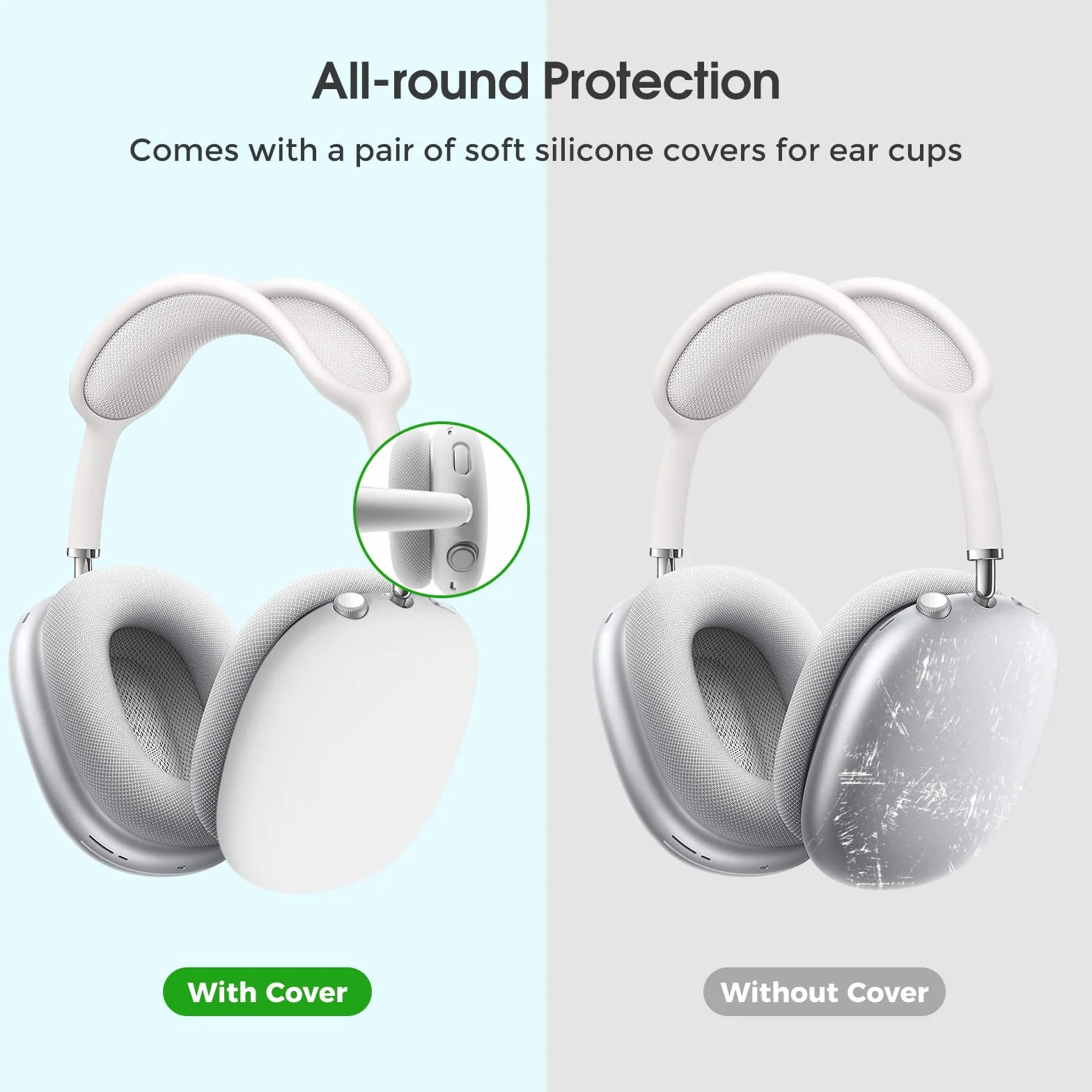 ProCase Twarde etui na nowe AirPods Max, podróżne etui na słuchawki z silikonową osłoną na słuchawki i kieszenią siatkową, ochronna przenośna torba do przechowywania AirPods Max - szara