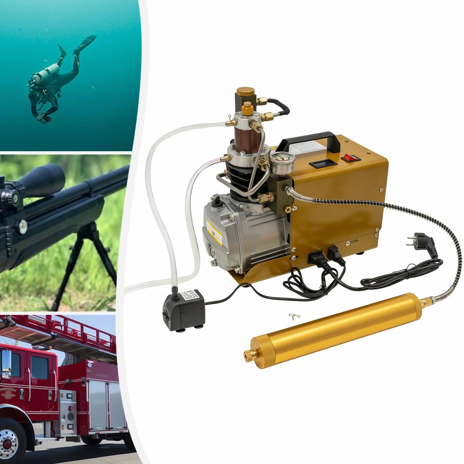 Wysokociśnieniowa pompa powietrza 1800 W, 4500 psi, kompresor 30 Mpa PCP, automatyczna sprężarka powietrza z pompą zanurzeniową, do paintballu, butli do nurkowania, pistoletów pneumatycznych i butelek
