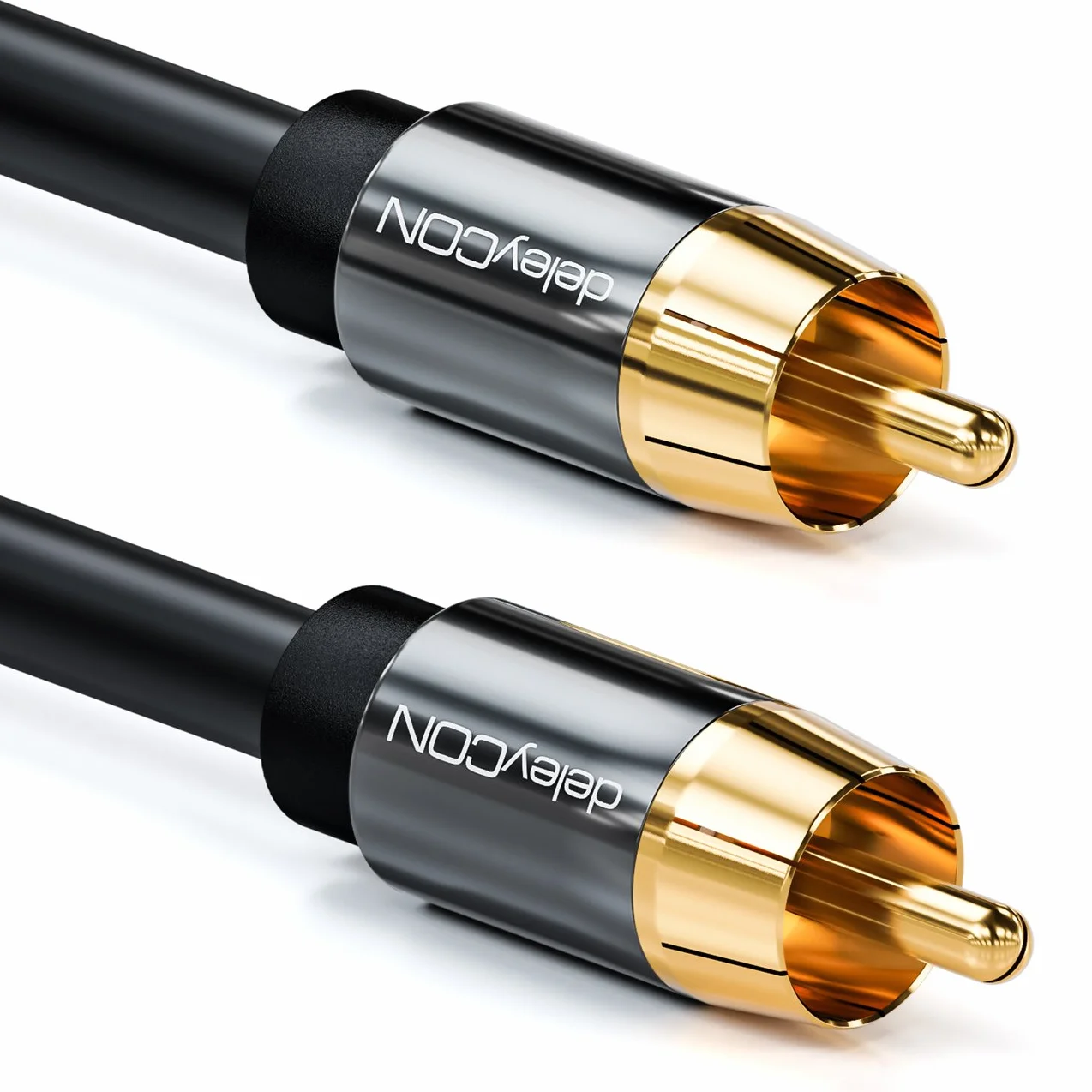 deleyCON 10m Kabel Subwoofera - Cyfrowy Przewód Koncentryczny Cinch RCA - Pozłacane Wtyki - Przewód Audio - Subwoofer Odbiornik AV Wzmacniacz Kino Domowe