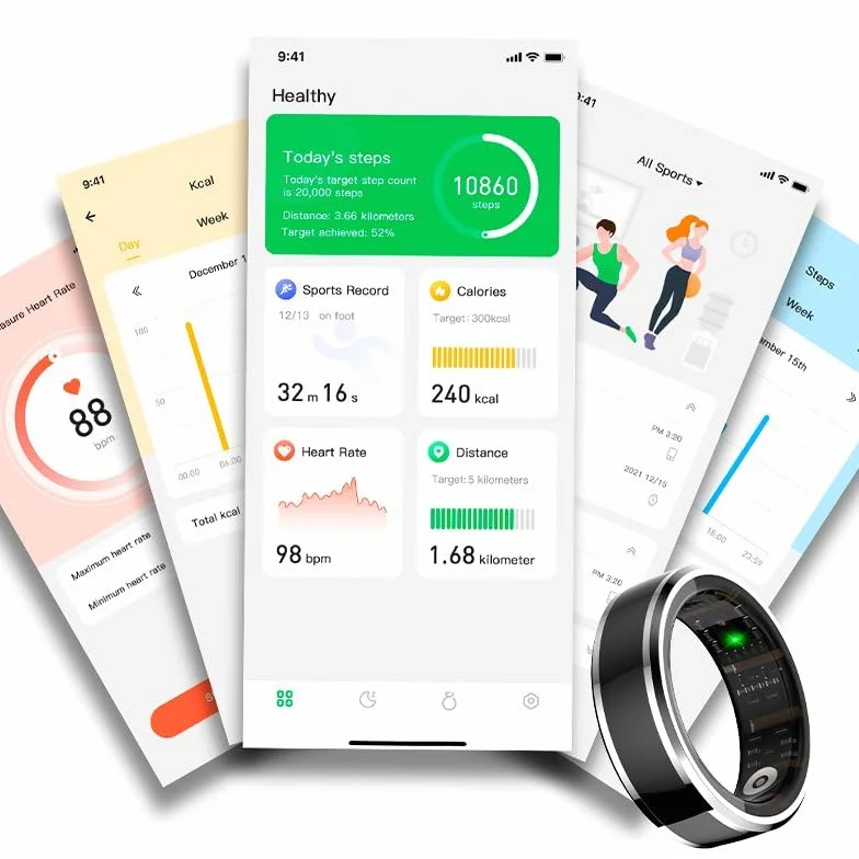 Smart Ring Cool Health + podstawa Powerbank (zdrowie, sport, sen) rozmiar 20 mm