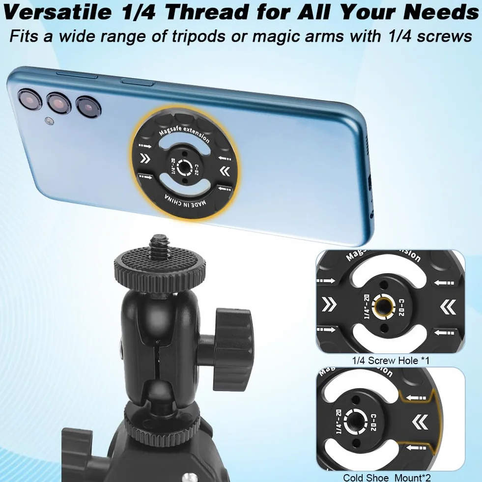 Magnetyczny uchwyt na statyw YUNBO z Magsafe iPhone 16 15 14 13 12 Pro Max Plus, gwint Cold Shoe 1/4 cala