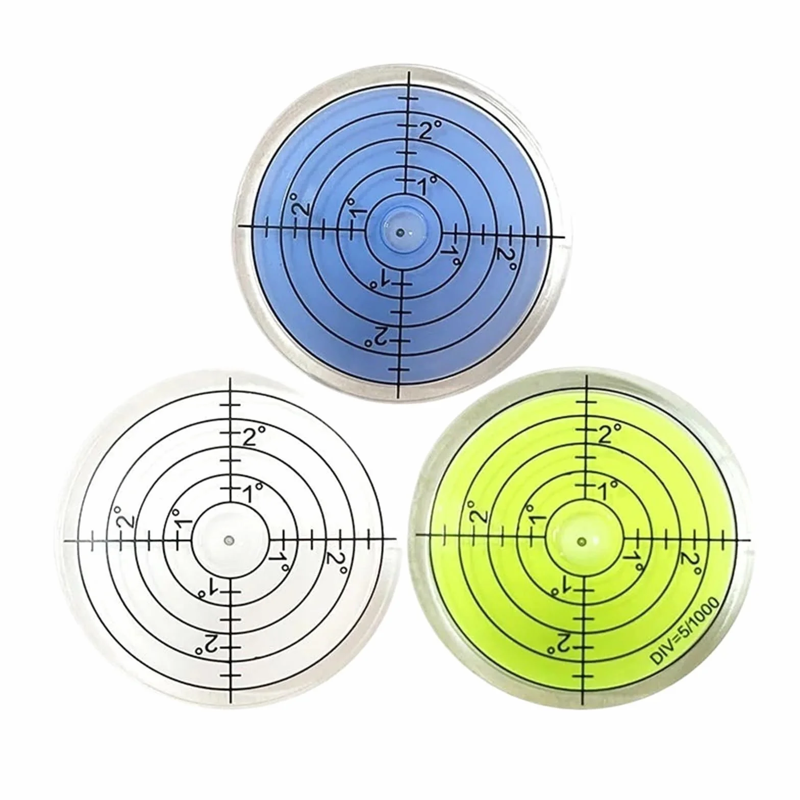 Okrągły poziomica 50x10mm, 5 sztuk, poziomica okrągła, poziomica, poziomica umysłowa | 5 sztuk 50 x 10 mm okrągły poziom bąbelkowy okrągły poziom niwelu bubl spirit leveler (12D-Green-out)