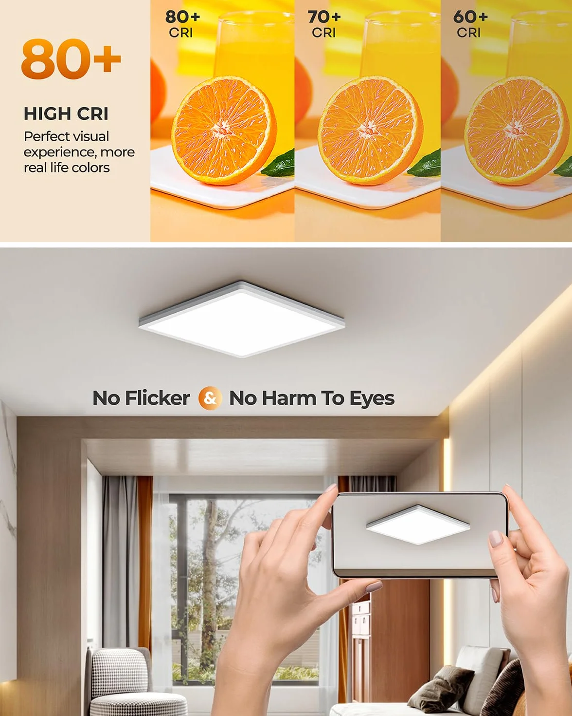 BLNAN LED Lampa Sufitowa Płaska ściemnialna, 24W Lampa Sufitowa z Pilotem, 2000K światło nocne Ciepłe, 3000K-6500K Lampa Sufitowa do Sypialni Salonu Pokoju Dziecięcego, Biała 30CM