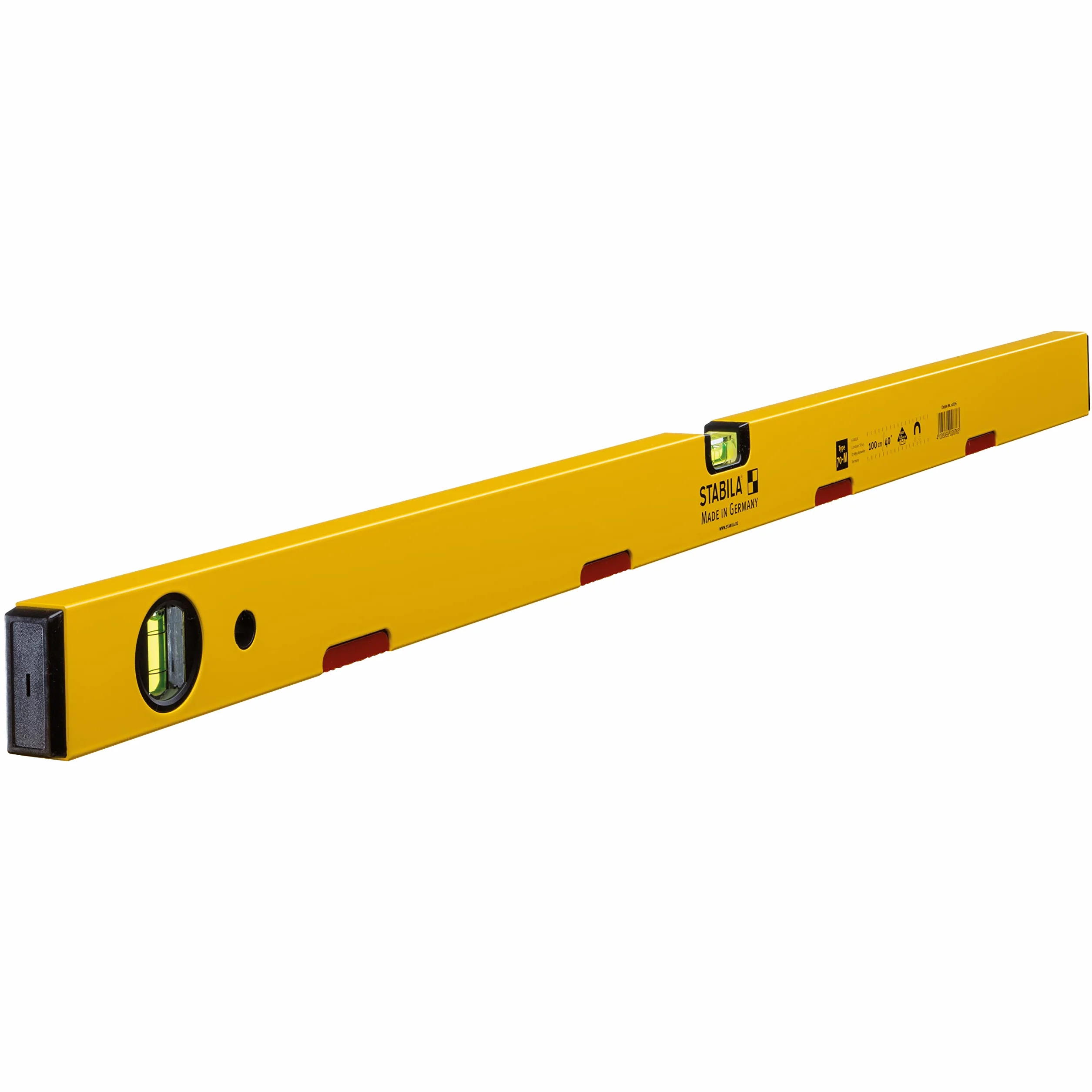 STABILA Poziomica magnetyczna typu 70 m, 100 cm, lekki profil aluminiowy, silny system magnesów ziem rzadkich, 1 pozioma libela, 1 libela pionowa, Made in Germany