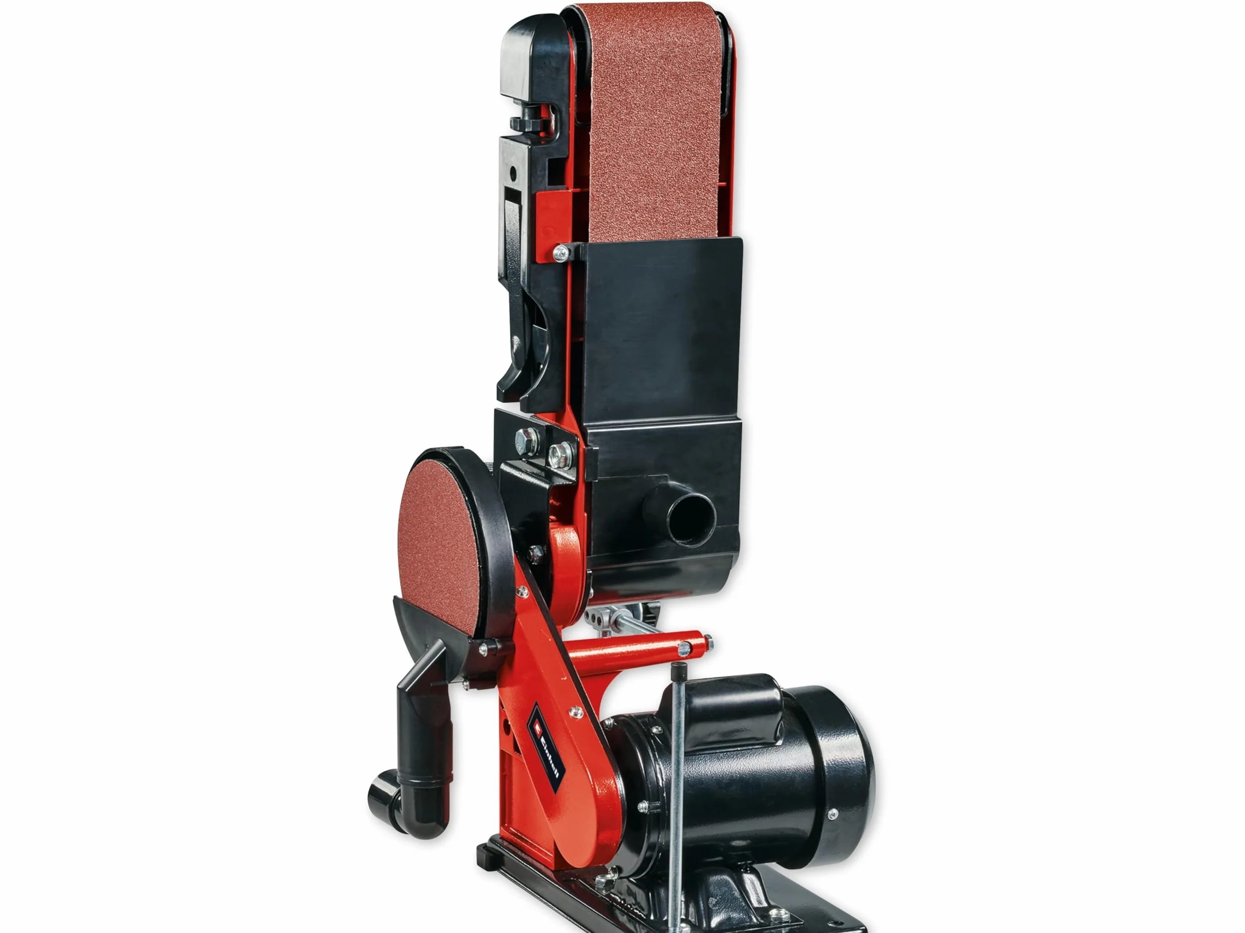 Einhell Stołowa szlifierka taśmowo-tarczowa TC-US 380 (380 W, pręd. taśmy szlifierskiej 292 m/min, pręd. obr. tarczy szlifierskiej 1450 min-1, w tym 1x taśma szlifierska K80 i 1x tarcza ścierna K80)