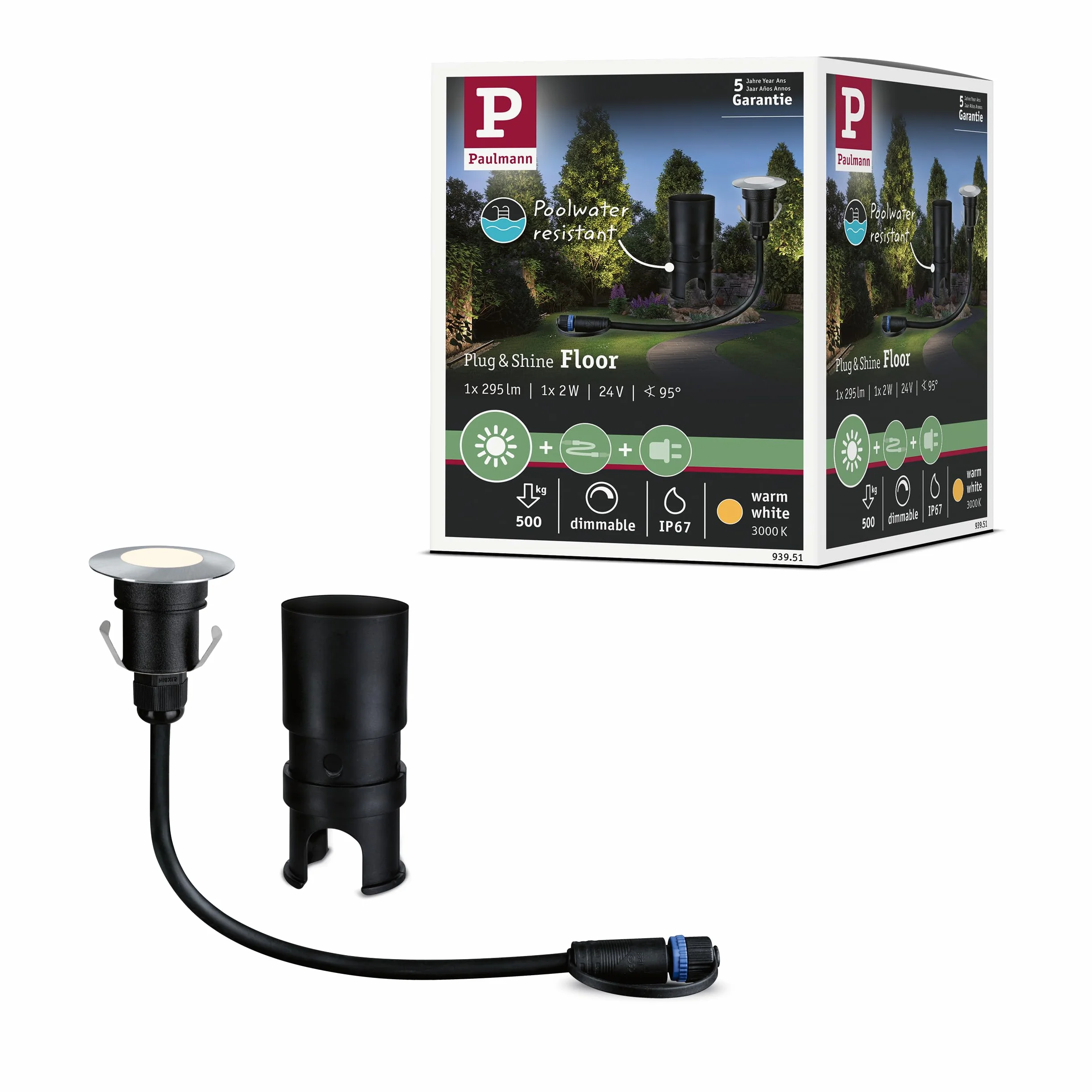 Paulmann 93951 Plug & Shine Floor Mini IP67 3000K 2,5W 24V 93951 oprawa dogruntowa LED ośw. zewnętrzne reflektor gruntowy