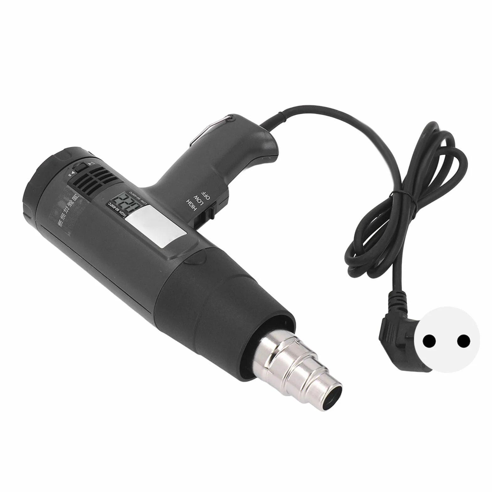 Bezszczotkowa opalarka z wyświetlaczem LCD HD, moc wyjściowa o dużej wytrzymałości 1800 W, wtyczka EU 220 V, regulowana temperatura od 60 do 600 stopni Celsjusza, podwójny