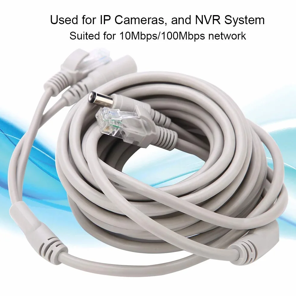 Kabel Ethernet CCTV RJ45+DC 5M Cat 5 10Mbps/100Mbps do monitoringu