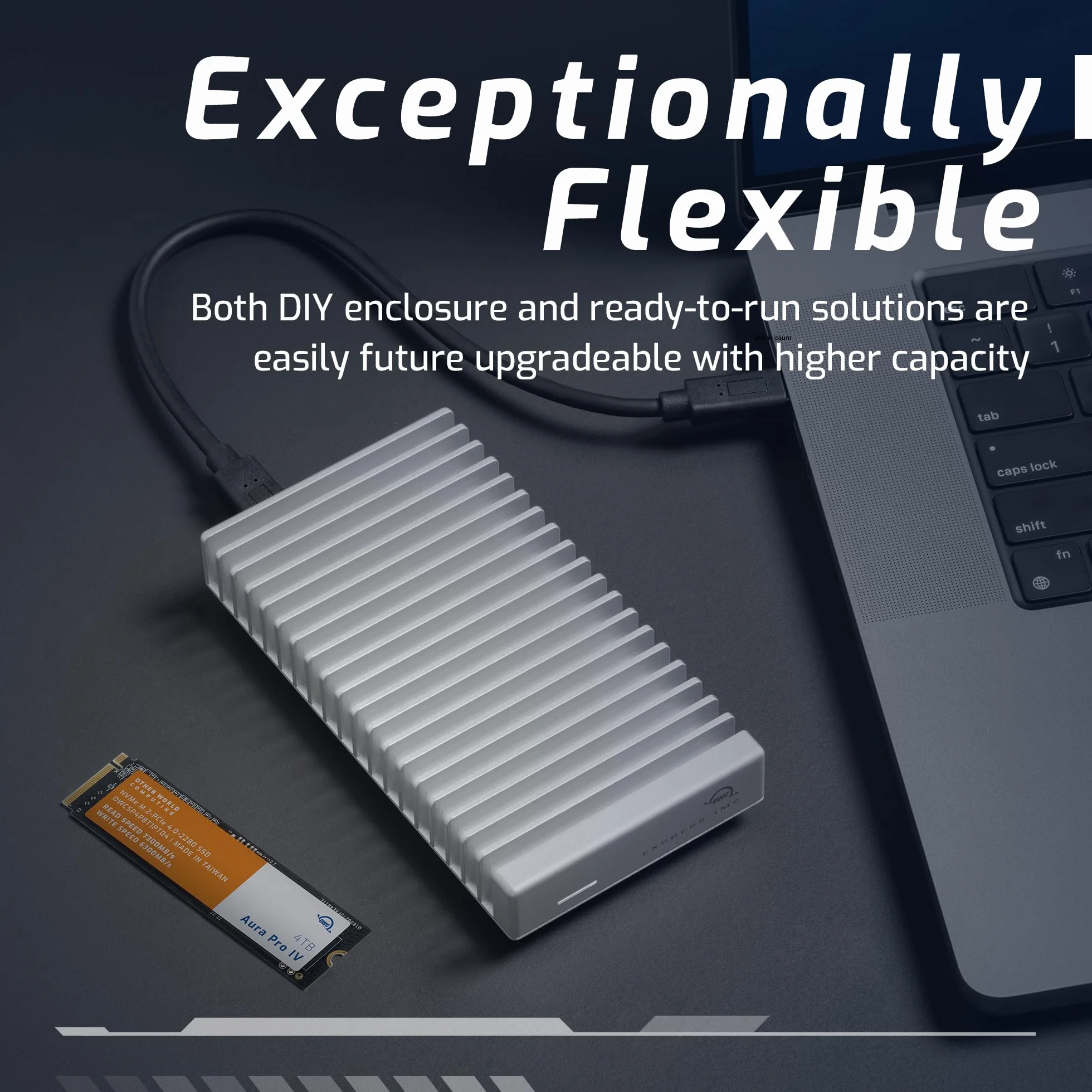 OWC 0TB Express 1M2 USB4 (80 Gb/s) Powered Portable NVMe SSD External Storage Solution (tylko obudowa)