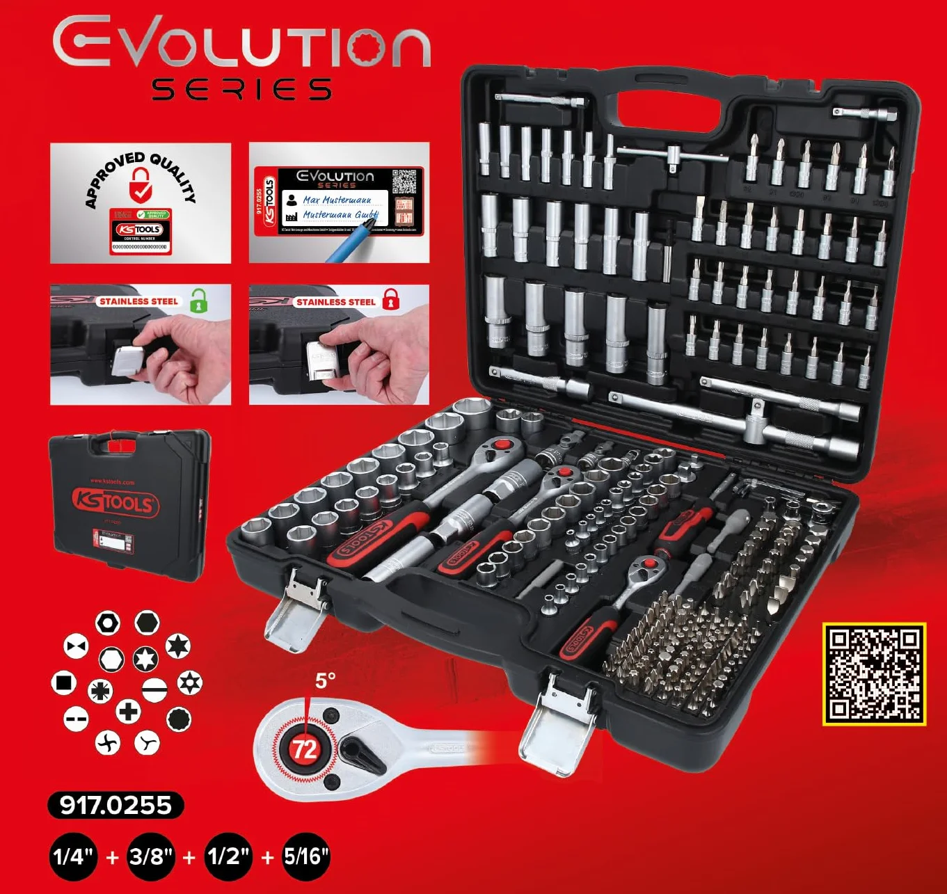 KS TOOLS Zestaw kluczy nasadowych magnetyczny 917.0255