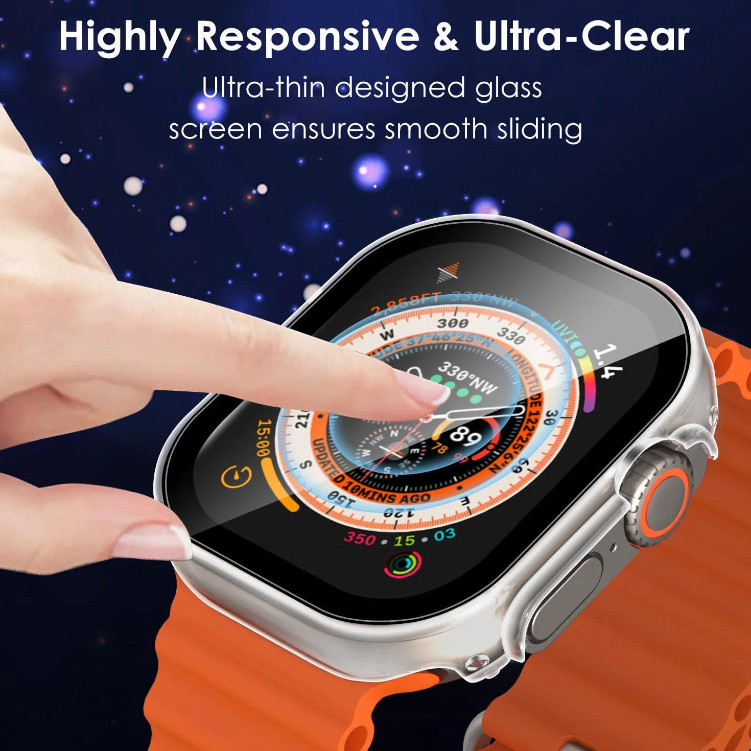 ivoler 3-pak twardych etui PC z osłoną ekranu ze szkła do Apple Watch Ultra 2 49 mm/Apple Watch 49 mm, pełne pokrycie etui ochronne, ultracienkie etui ochronne odporne, 2 przezroczyste + 1 czarne