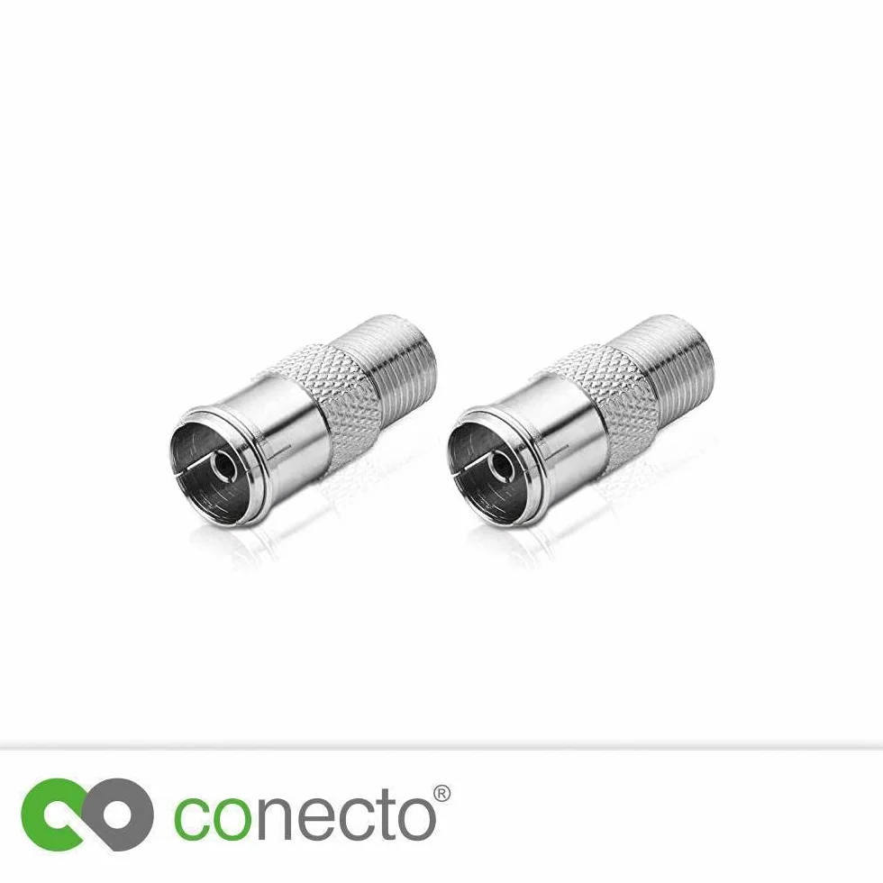 conecto Adapter antenowy, gniazdo F na gniazdo IEC, adapter do podłączenia złączy IEC z przyłączami satelitarnymi, zestaw 2 szt