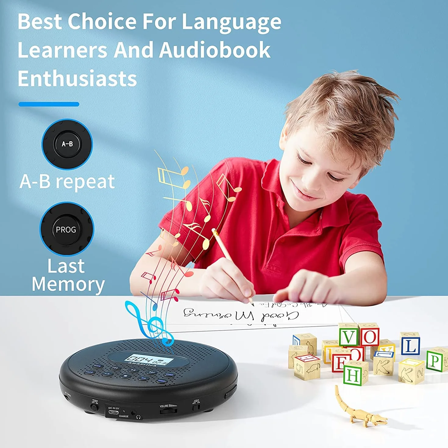 Arafuna Przenośny Odtwarzacz CD Discman z Głośnikiem Samochodowy