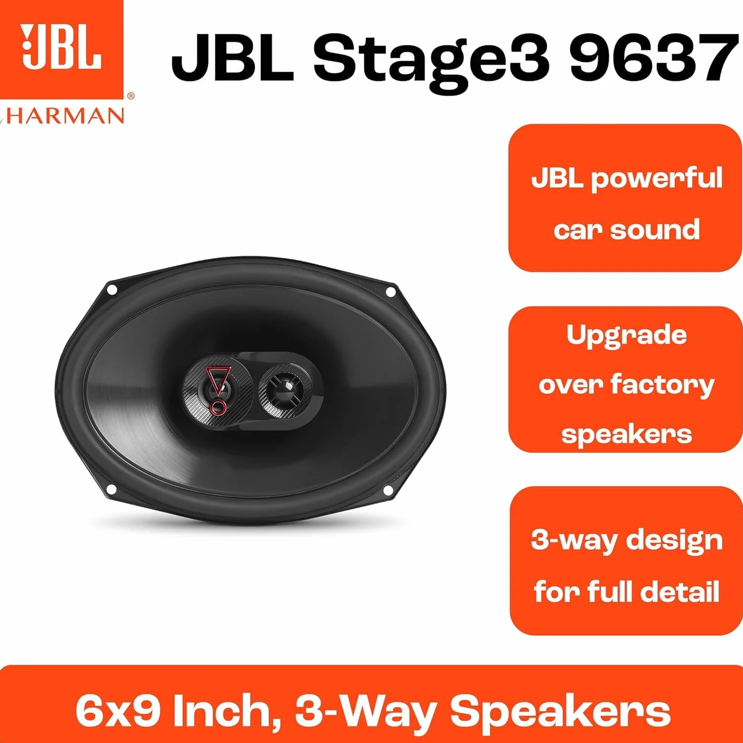 JBL Stage3 9637 3-drożny zestaw głośników samochodowych 375 W 6" x 9" (152 mm x 230 mm)